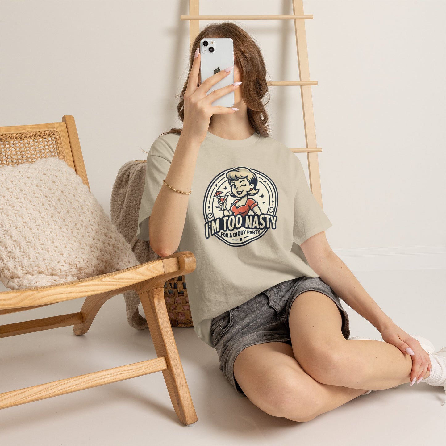 "I'm Too Nasty for a Diddy Party" Retro Cocktail Graphic Tee