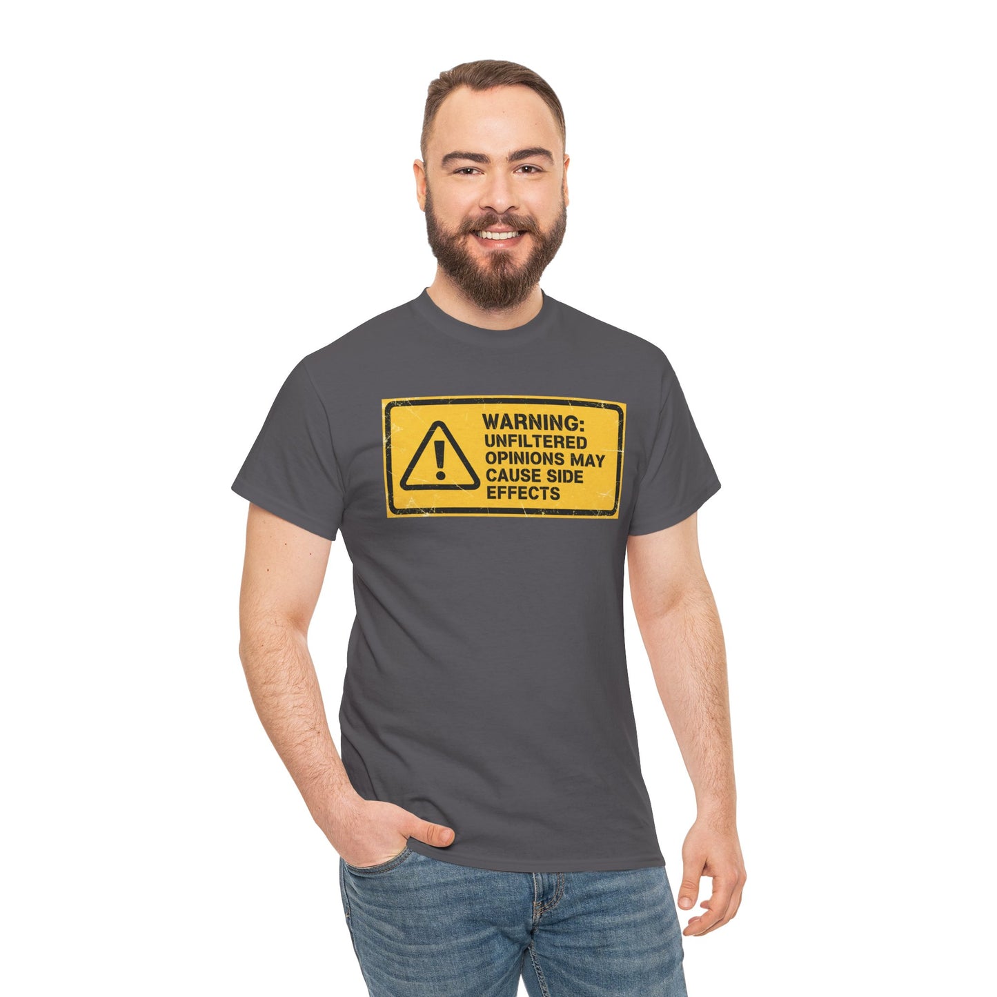 T-Shirt — "Warning: Unfiltered Opinions May Cause Side Effects" Graphic Tee