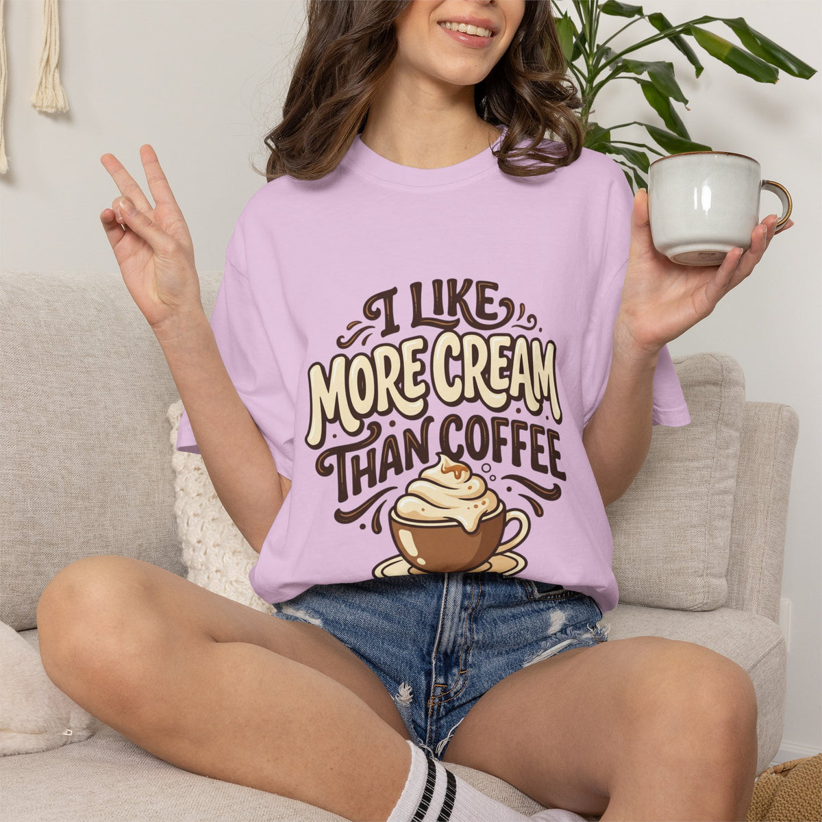 Coffee Tee — "I Like More Cream Than Coffee" Graphic T-Shirt