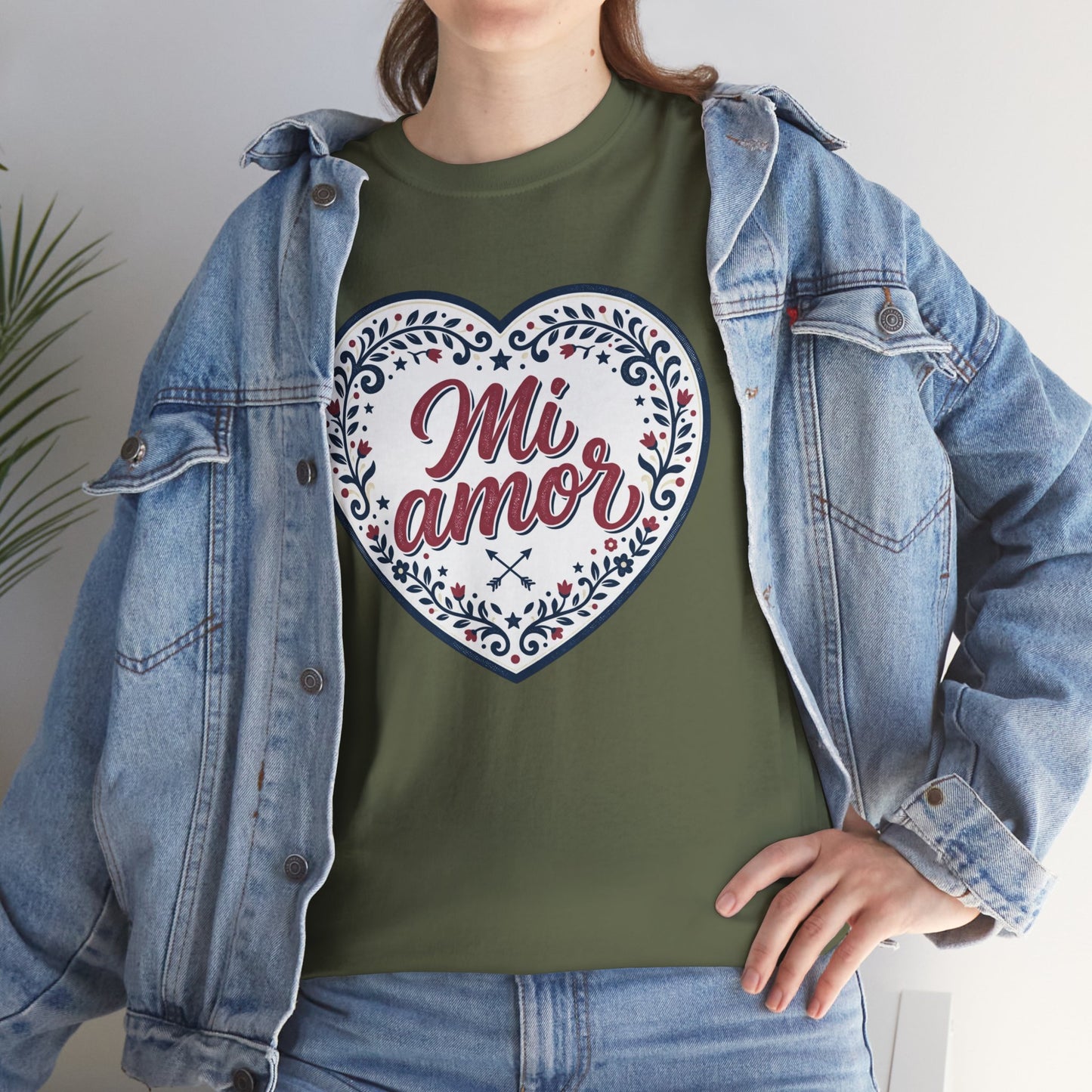 Mi Amor Heart T-Shirt — Romantic Floral Graphic Tee for Valentine’s Day