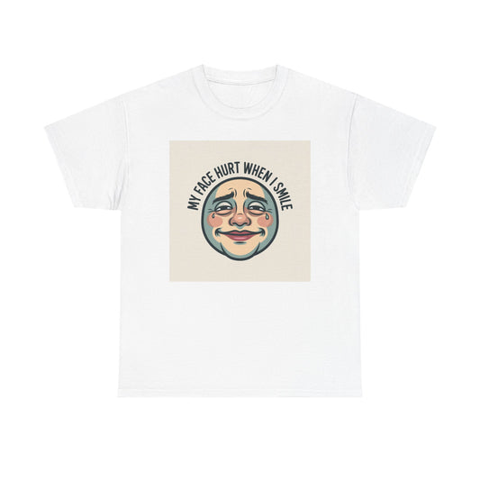 Graphic Tee — “My Face Hurt When I Smile” Vintage Sad Clown Laughing Design