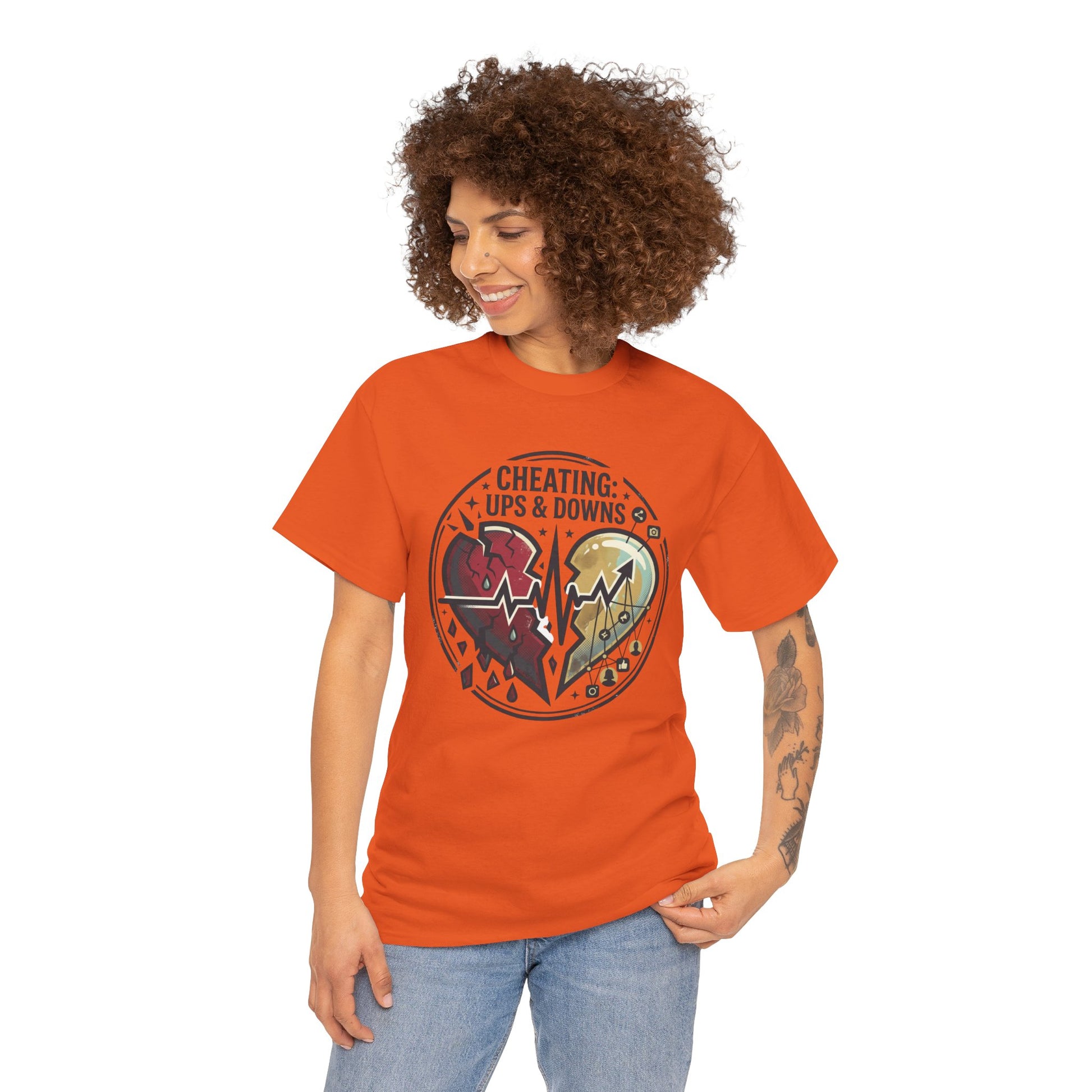 Cheating: Ups & Downs Broken Heart Graphic Tee Printify
