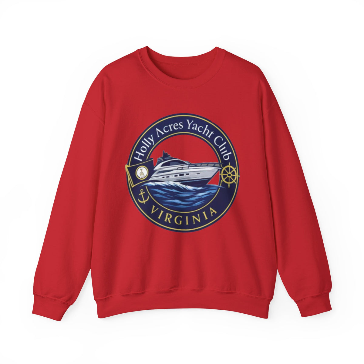 Virginia Yacht Club Crewneck Sweatshirt — "Holly Acres Yacht Club" Nautical Logo