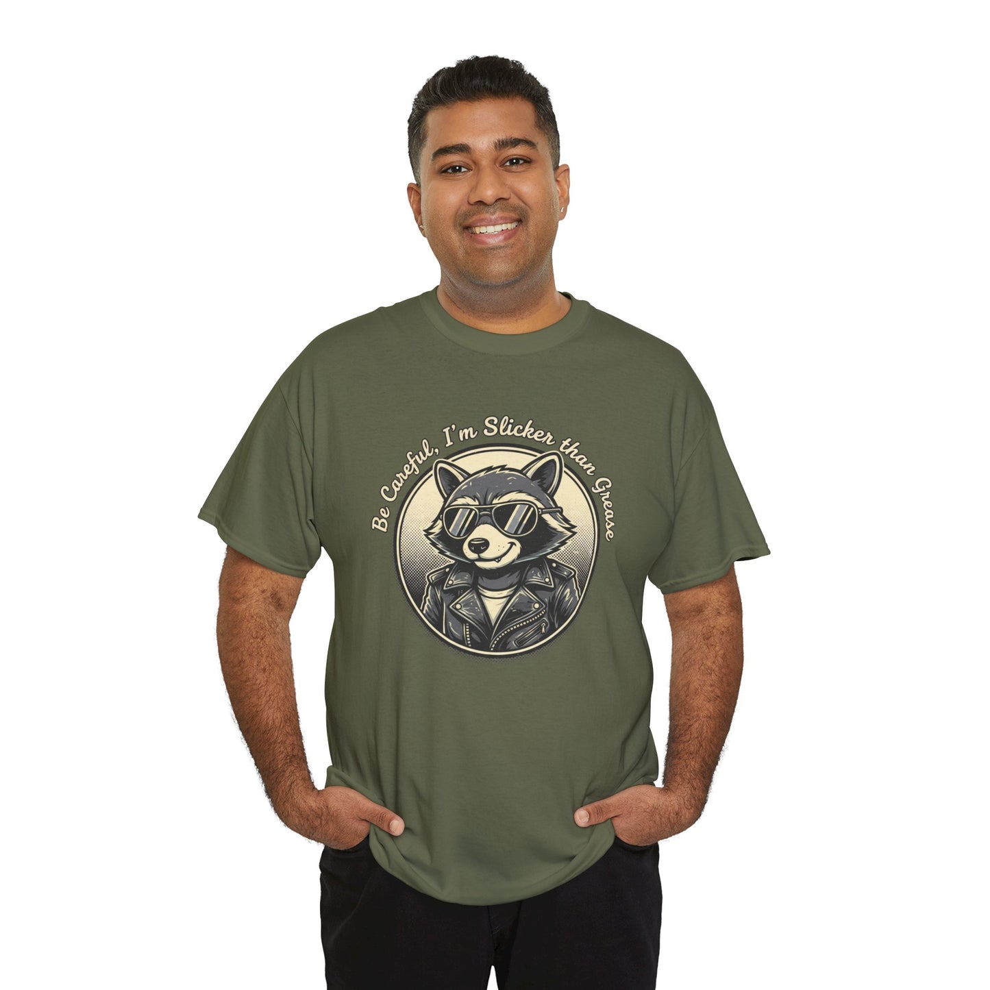 Raccoon Detective Graphic Tee — "Be Careful I’m Watching Your Snacks" Vintage Badge T-Shirt