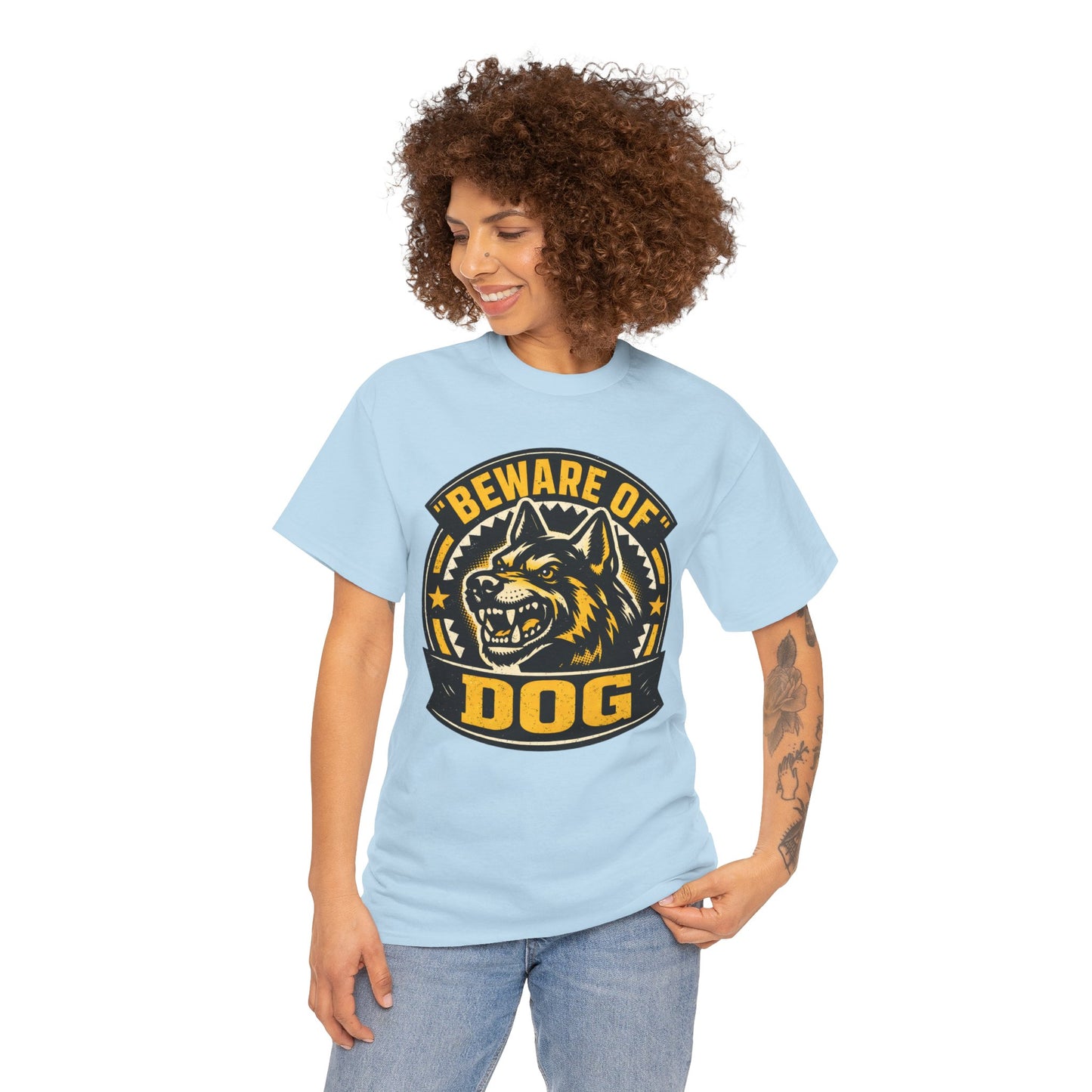 Beware of Dog T-Shirt — Retro Aggressive Dog Warning Graphic Tee Printify