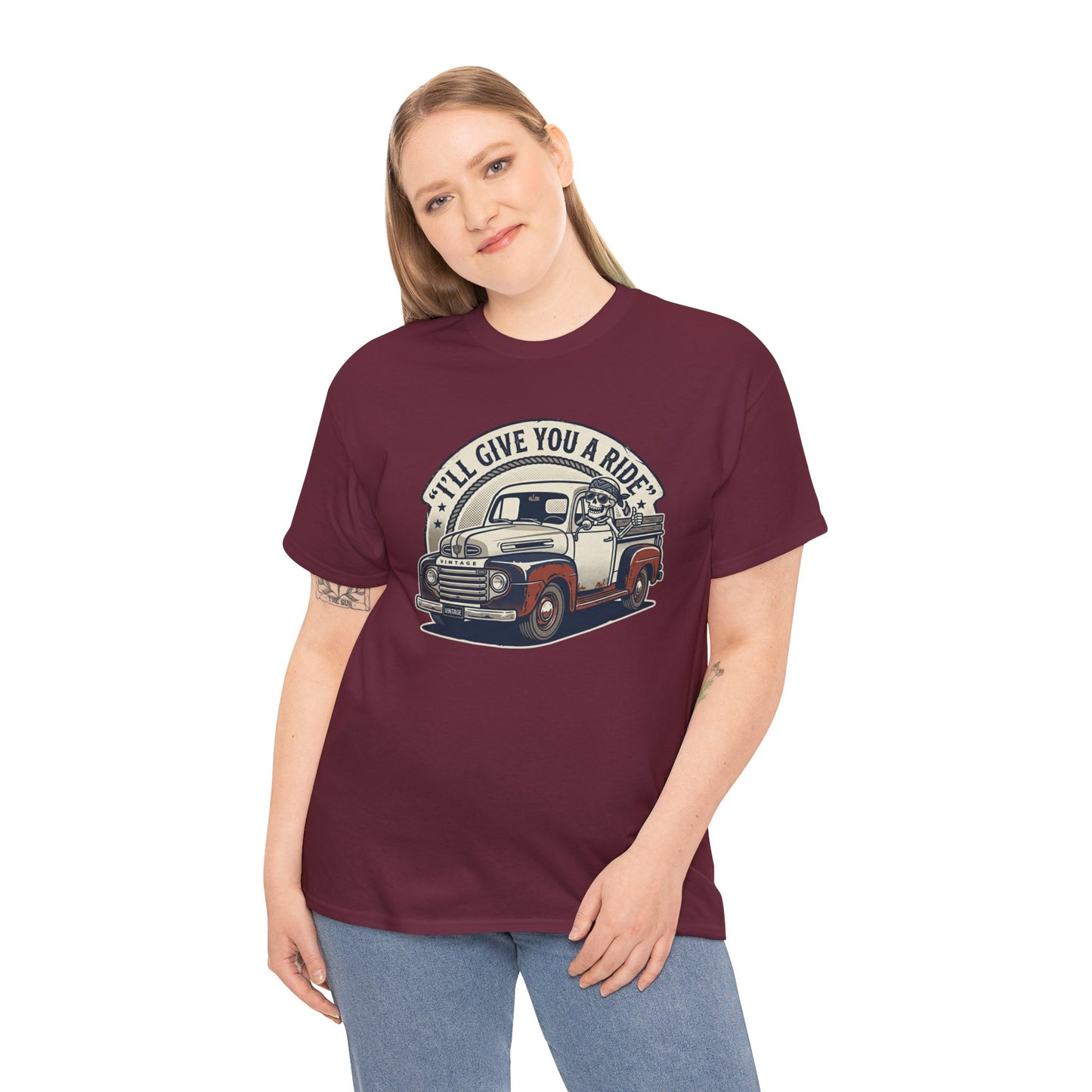 Vintage Pickup Truck T-Shirt — “I’ll Give You a Ride” Classic Retro Tee Printify