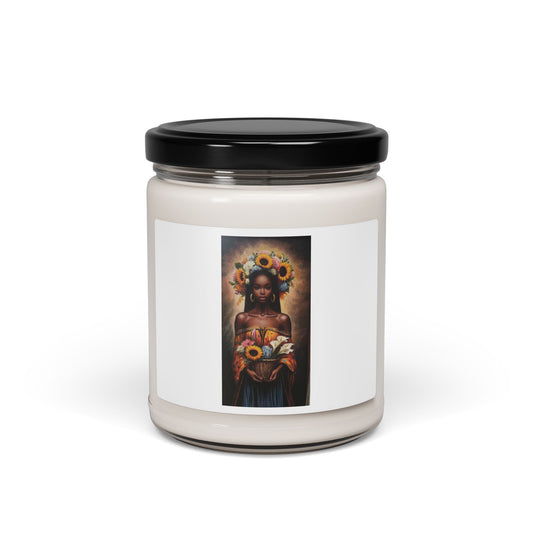 Soy Candle — Black Madonna with Sunflowers Scented Jar (9 oz)