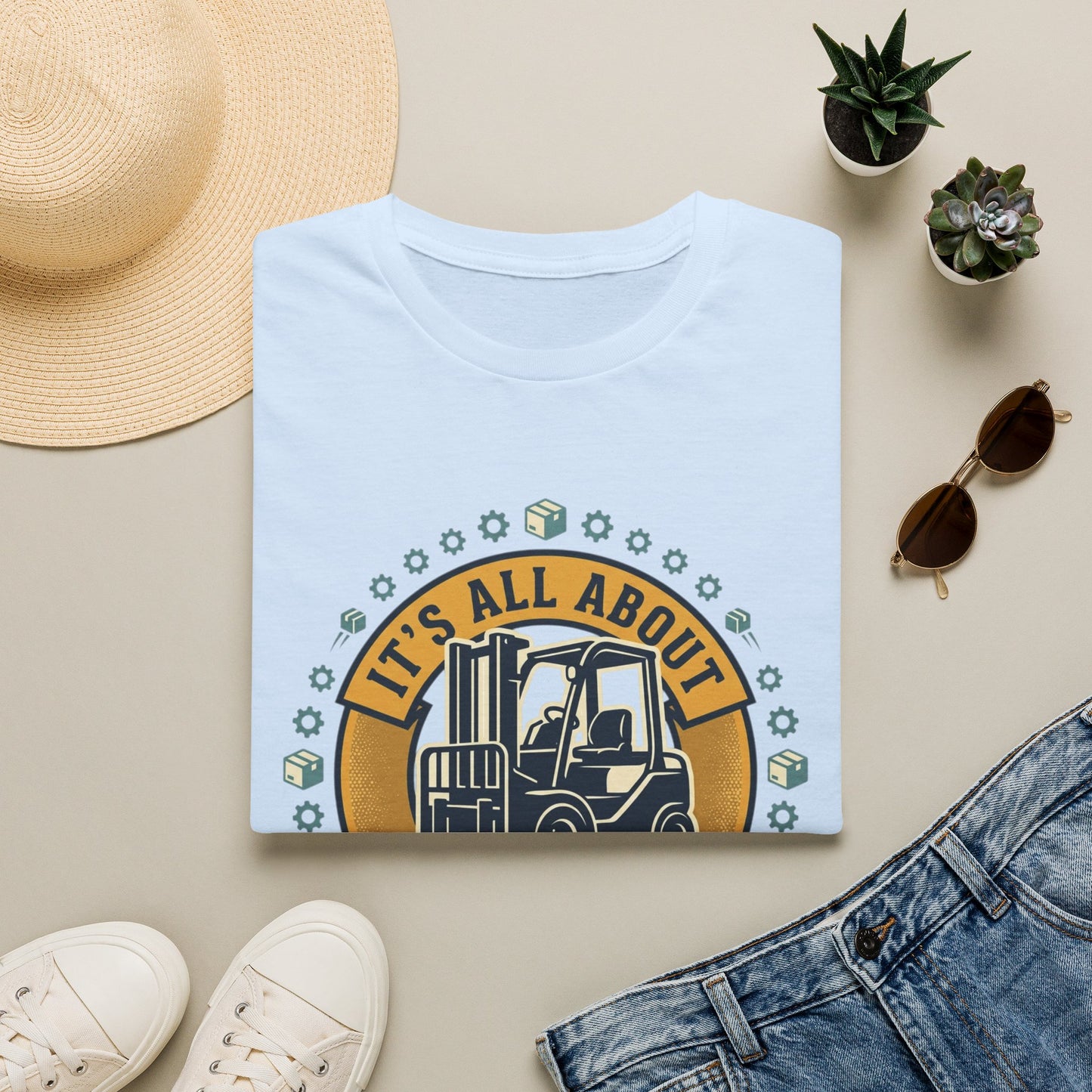 Moving Company T-Shirt — "It's All About Moving Units" Forklift Logo