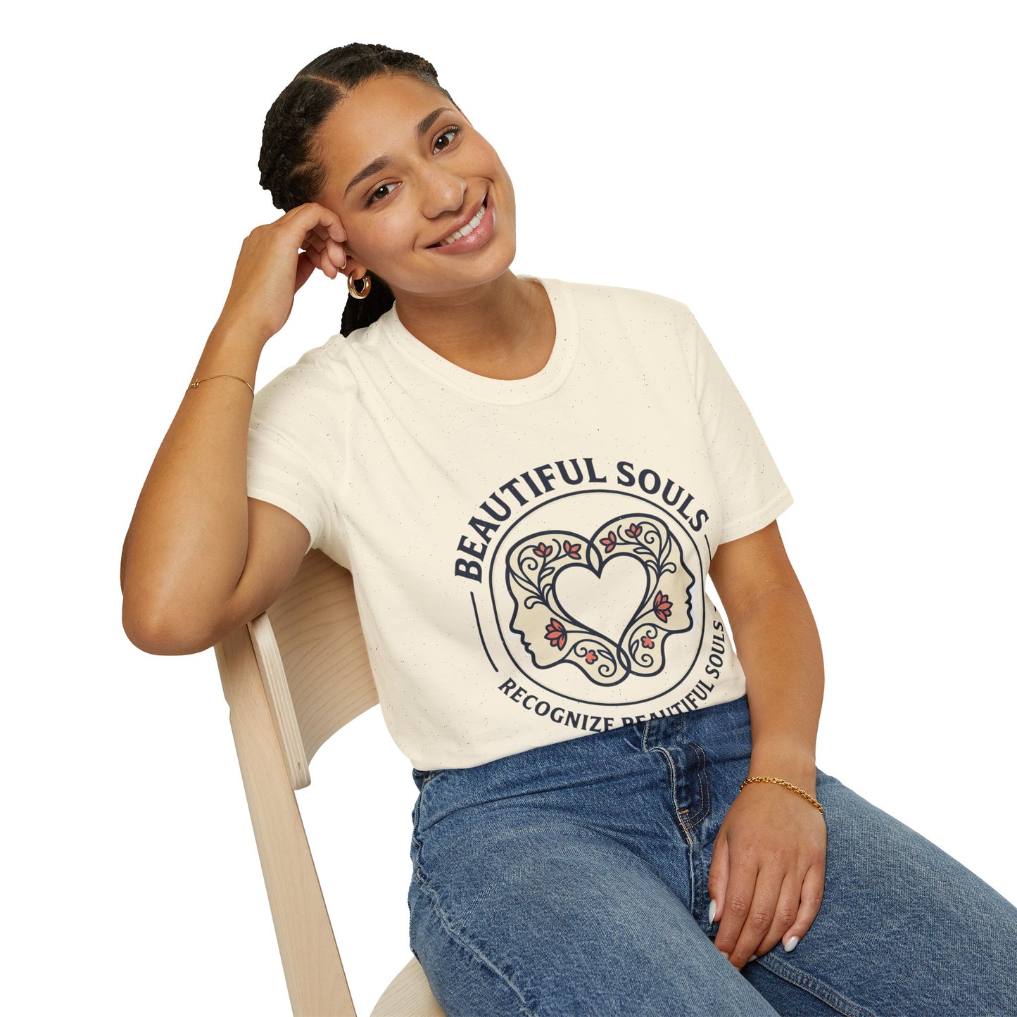 Beautiful Souls Graphic T-Shirt — "Beautiful Souls" Heart Floral Tee