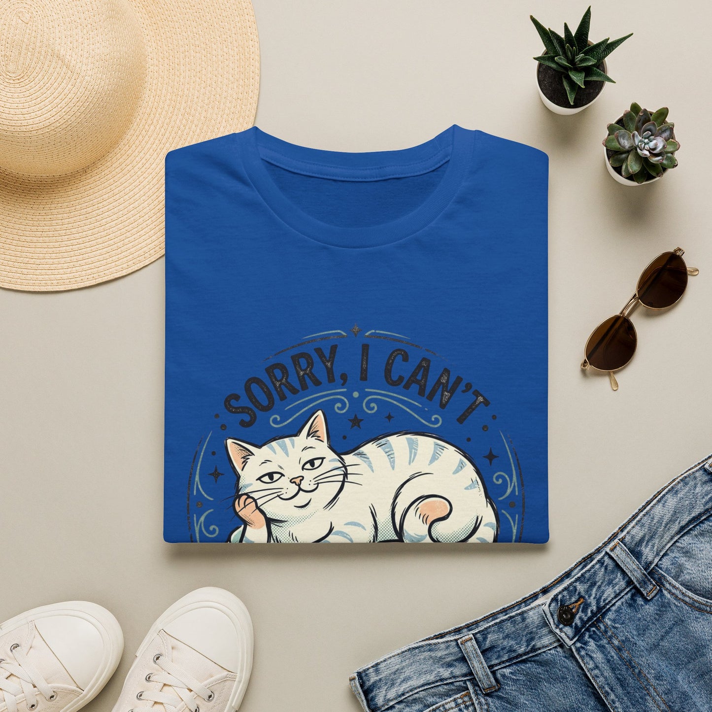 "Sorry, I Can’t — I Already Have Plans With My Cat" Cute Cat Graphic Tee