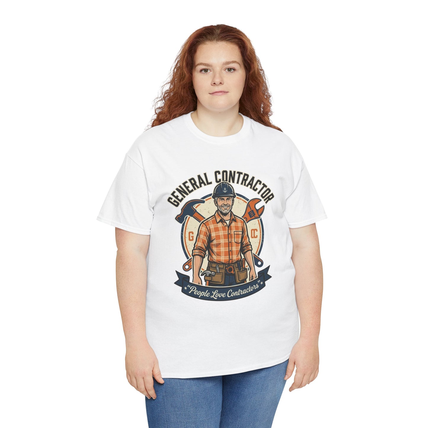 General Contractor T-Shirt — Vintage Construction Worker Logo Tee Printify