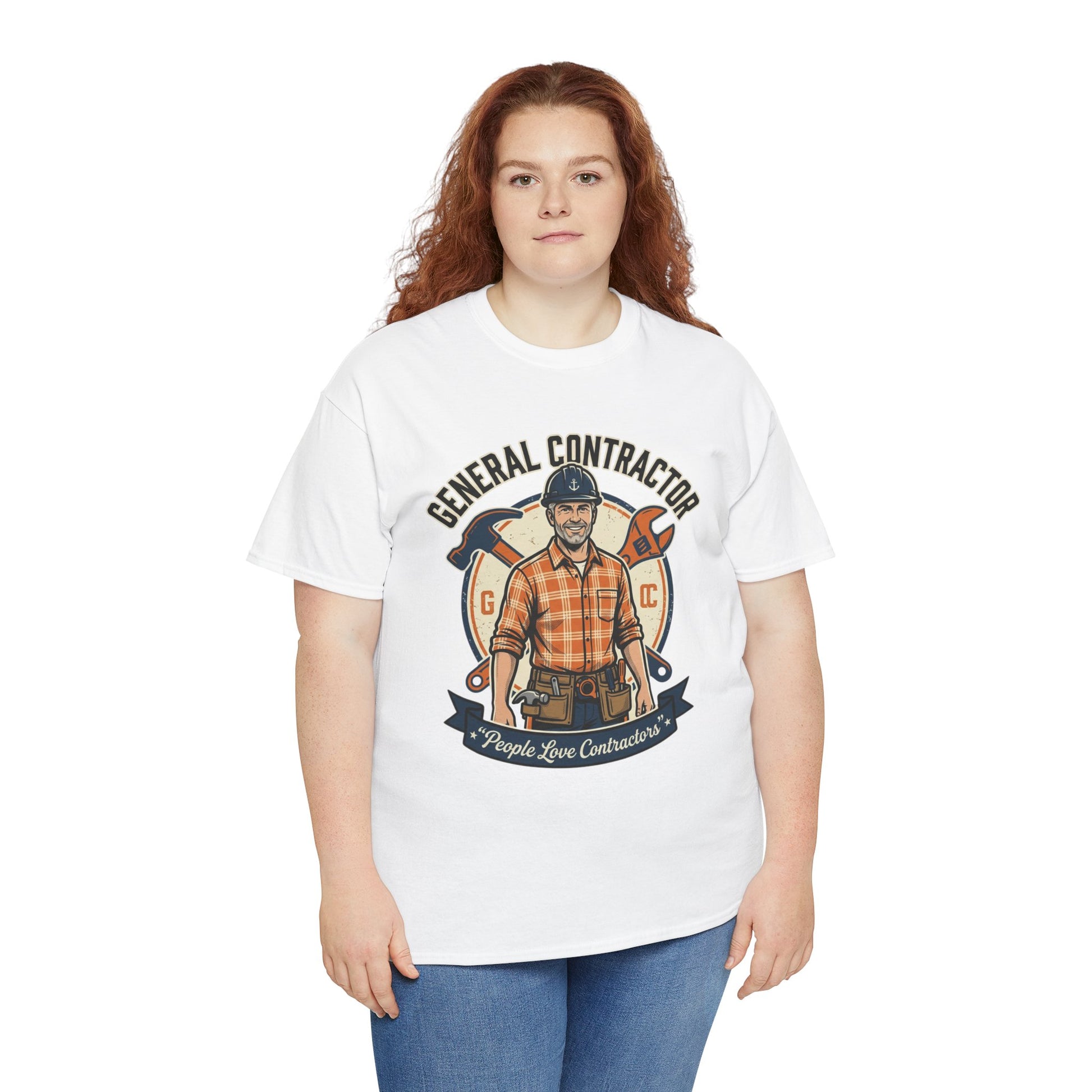 General Contractor T-Shirt — Vintage Construction Worker Logo Tee Printify