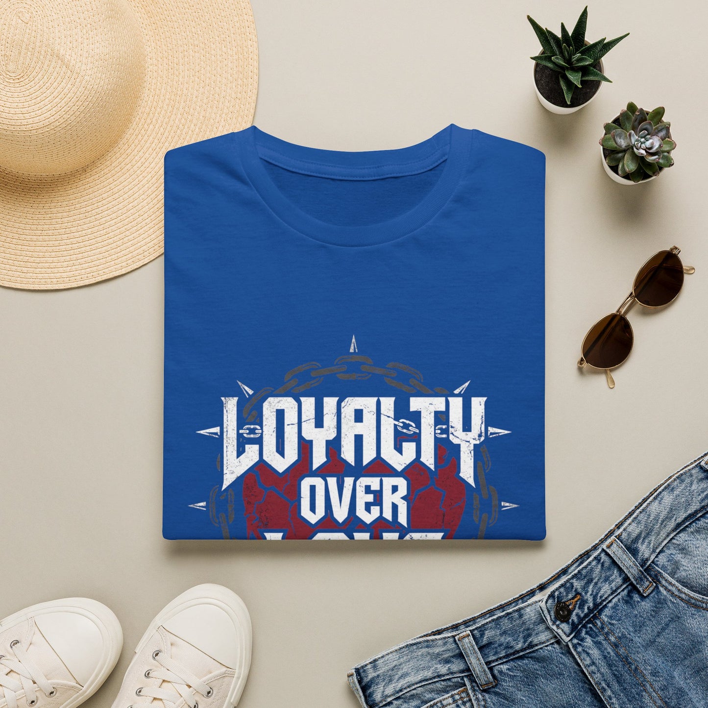 Loyalty Over Love T-Shirt — Edgy Heart & Chain Graphic Tee