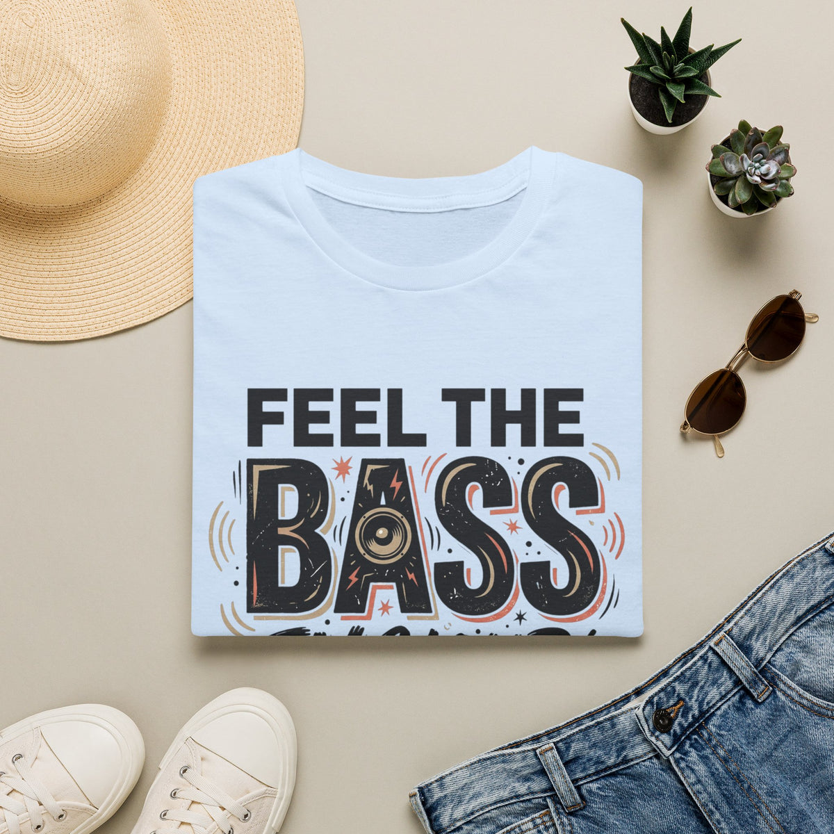 Feel the Bass In Your Face T-Shirt — Graphic Music Lover Tee