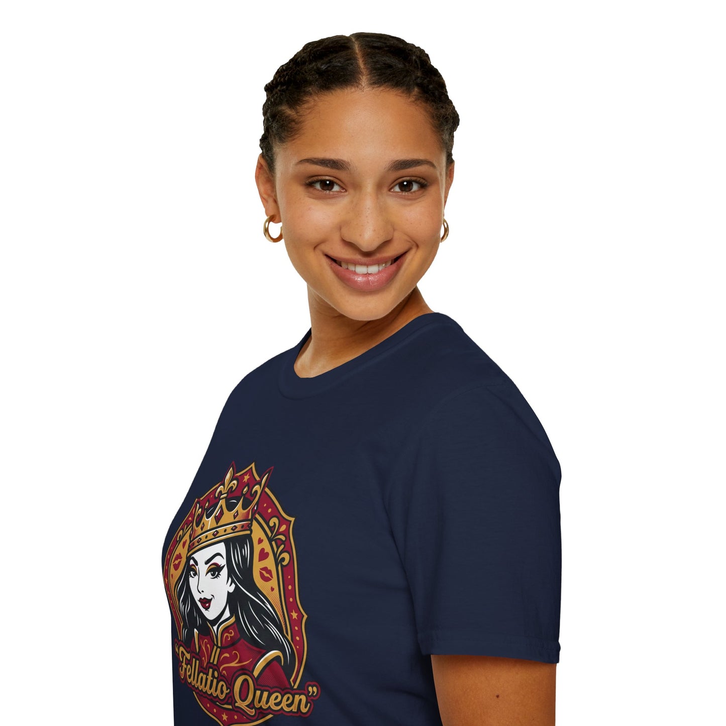 "Fellatio Queen" Retro Pinup Crown Graphic Tee Printify