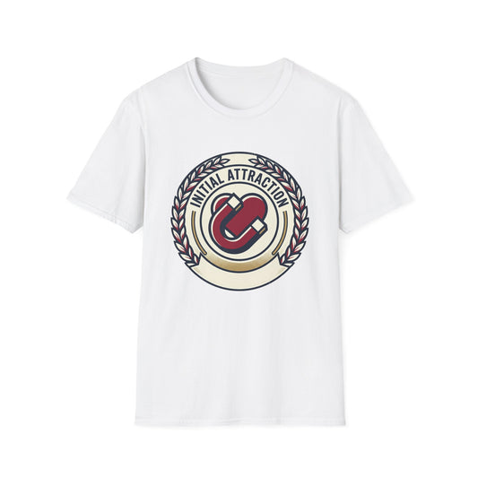 Initial Attraction T-Shirt — Retro Badge Heart Design