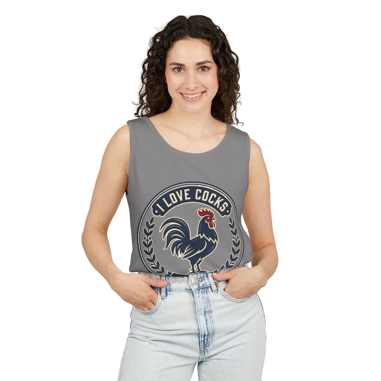 I Love Cocks Rooster Tank — Vintage Farmyard Graphic Tank Top