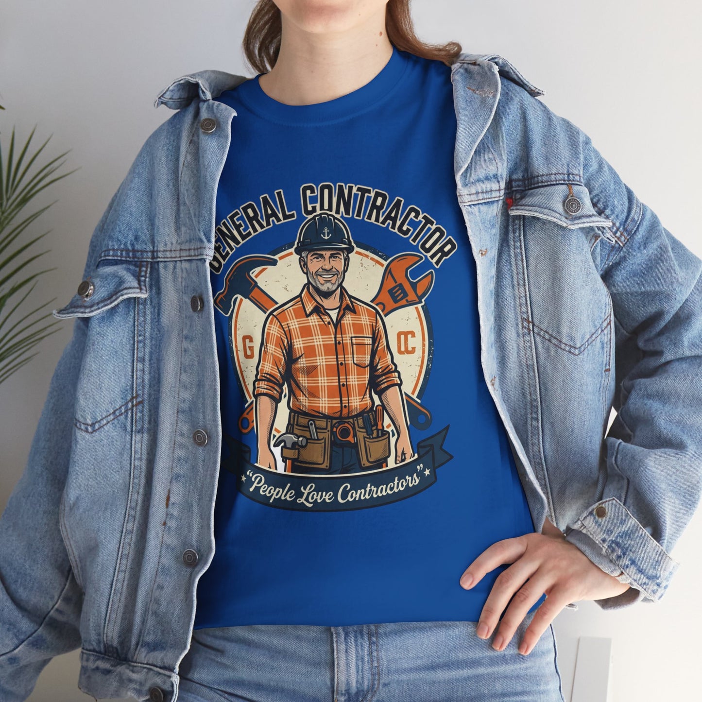 General Contractor T-Shirt — Vintage Construction Worker Logo Tee Printify