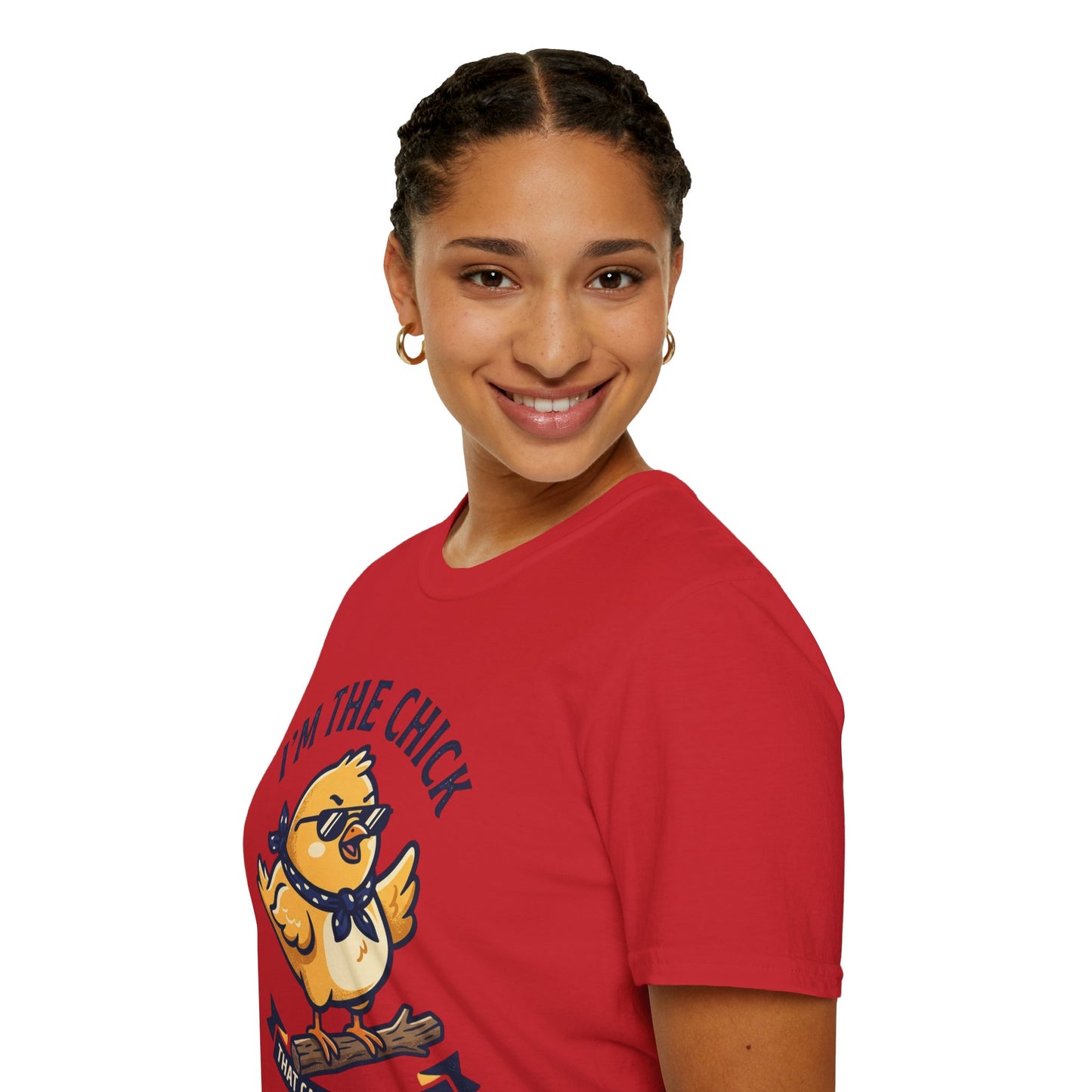 I’m the Chick That Can Take a Stick T-Shirt — Cute Tough Chick Graphic Tee Printify
