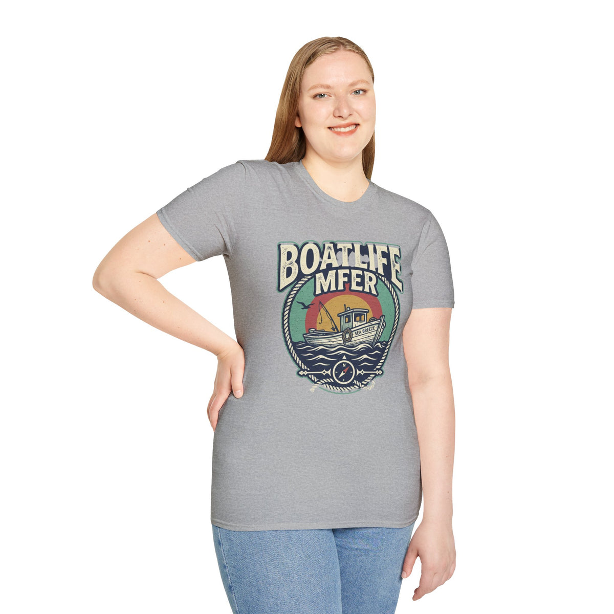 Boat Life T-Shirt – Vintage Fishing Boat Graphic 'Boat Life MFER' Tee