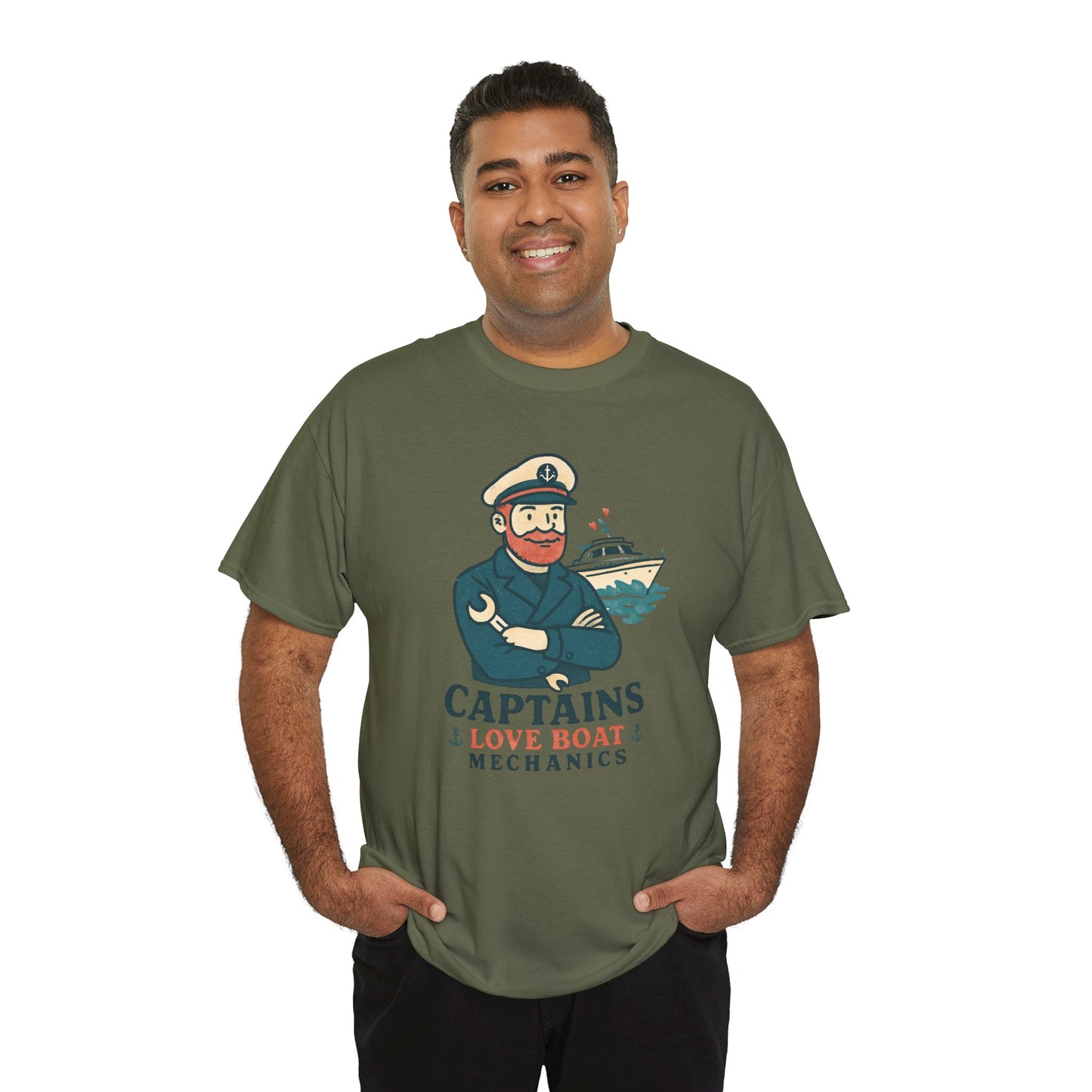 Captain Mechanics T‑Shirt — "Captains Love Boat Mechanics" Nautical Crew Tee