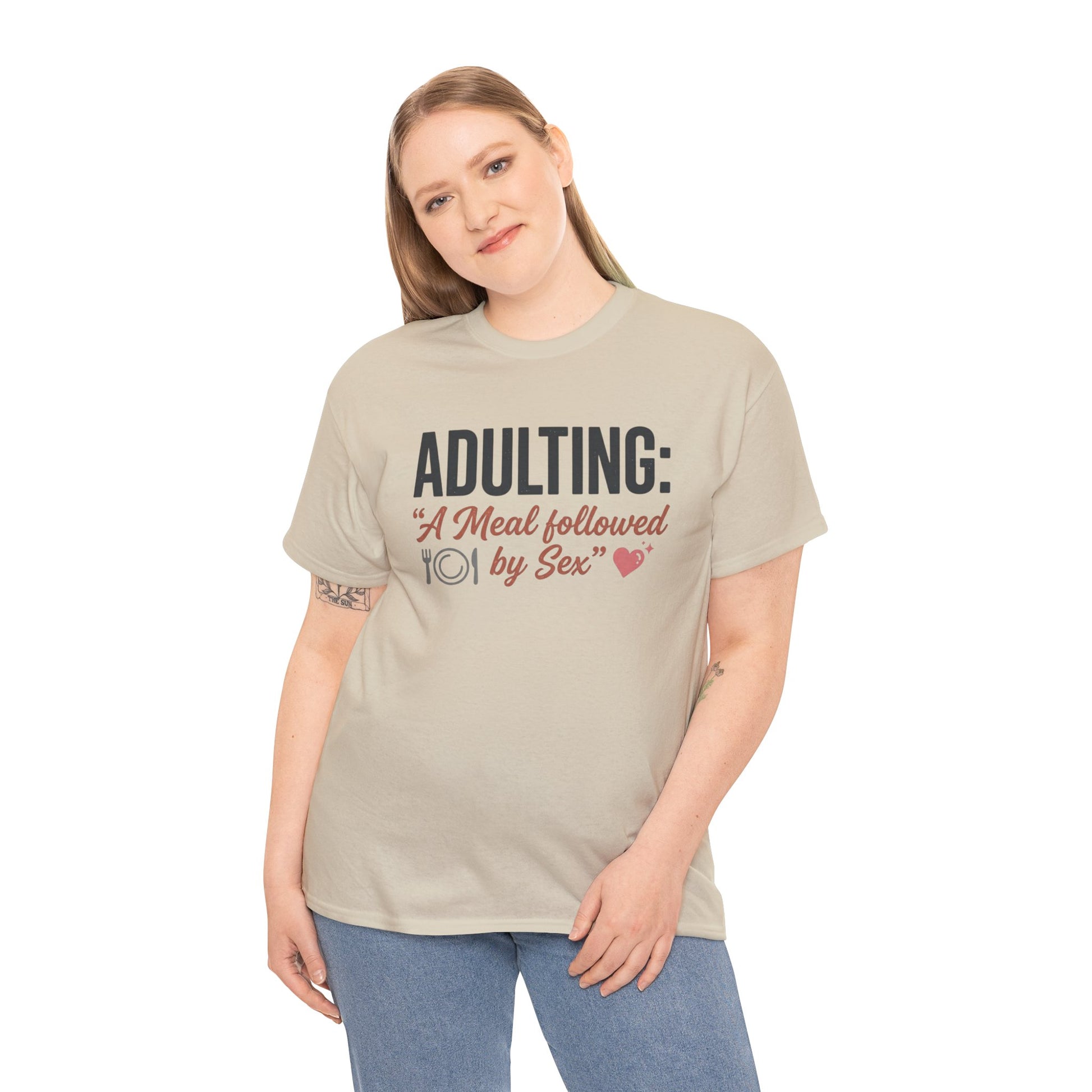 Adulting T‑Shirt – "Adulting: A Meal Followed by Sex" Funny Graphic Tee Printify