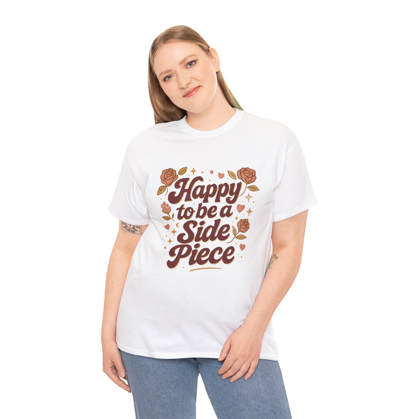 Happy to Be a Side Piece Tee — Retro Floral Statement T-Shirt
