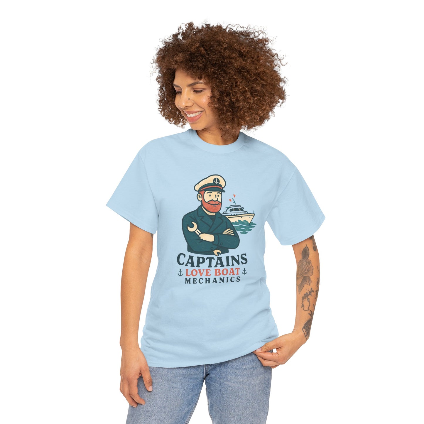 Captain Mechanics T‑Shirt — "Captains Love Boat Mechanics" Nautical Crew Tee