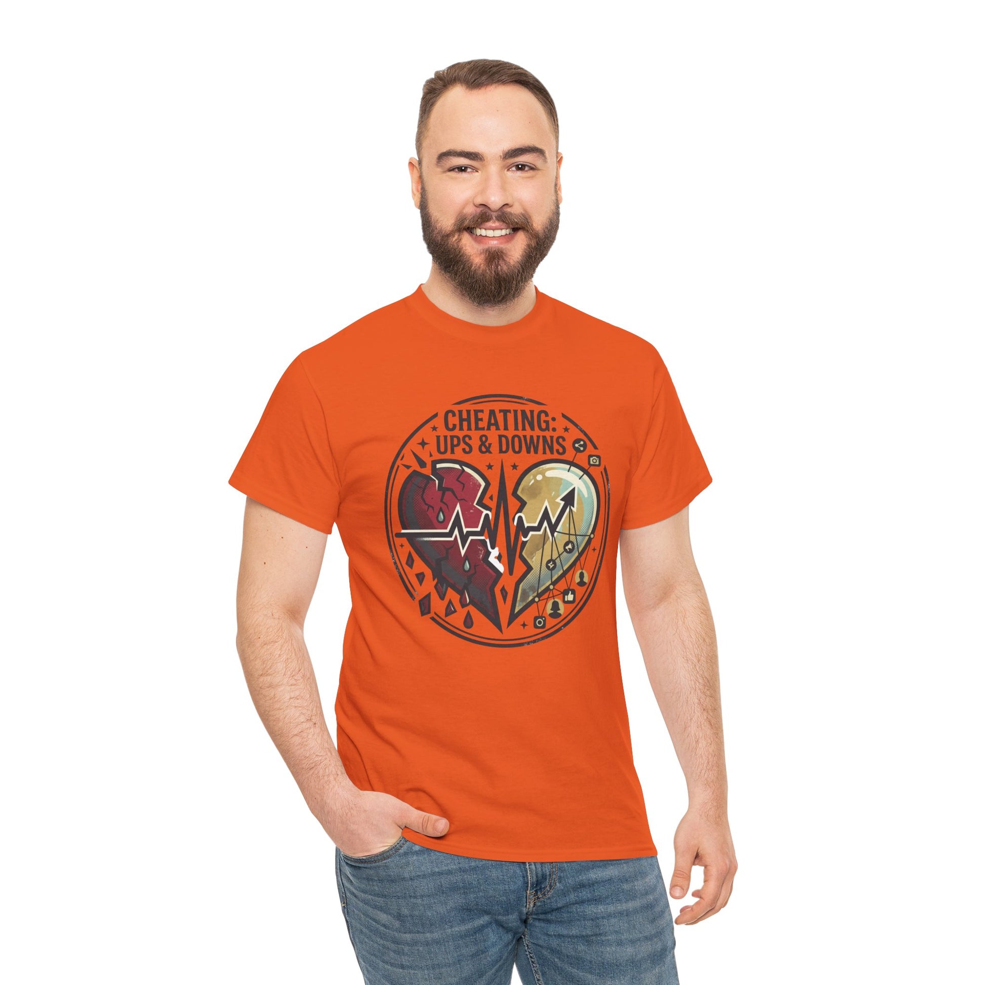 Cheating: Ups & Downs Broken Heart Graphic Tee Printify