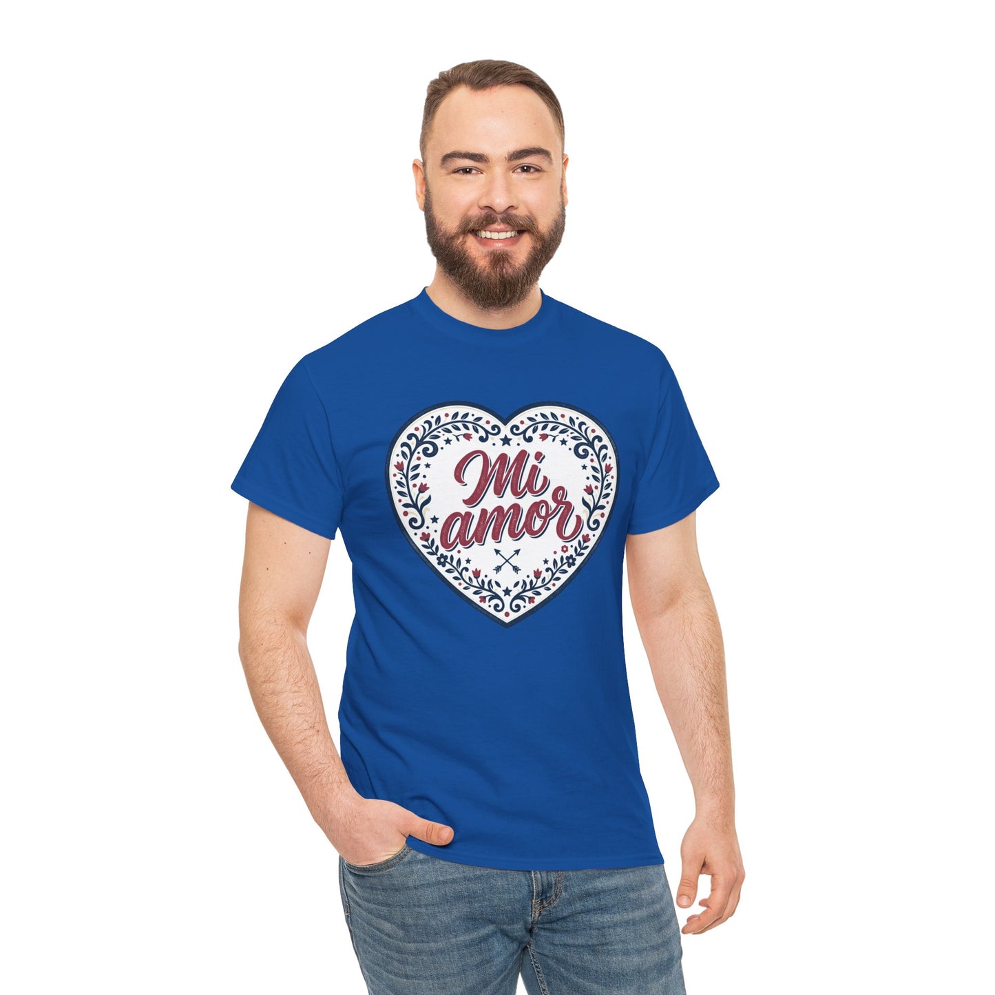 Mi Amor Heart T-Shirt — Romantic Floral Graphic Tee for Valentine’s Day