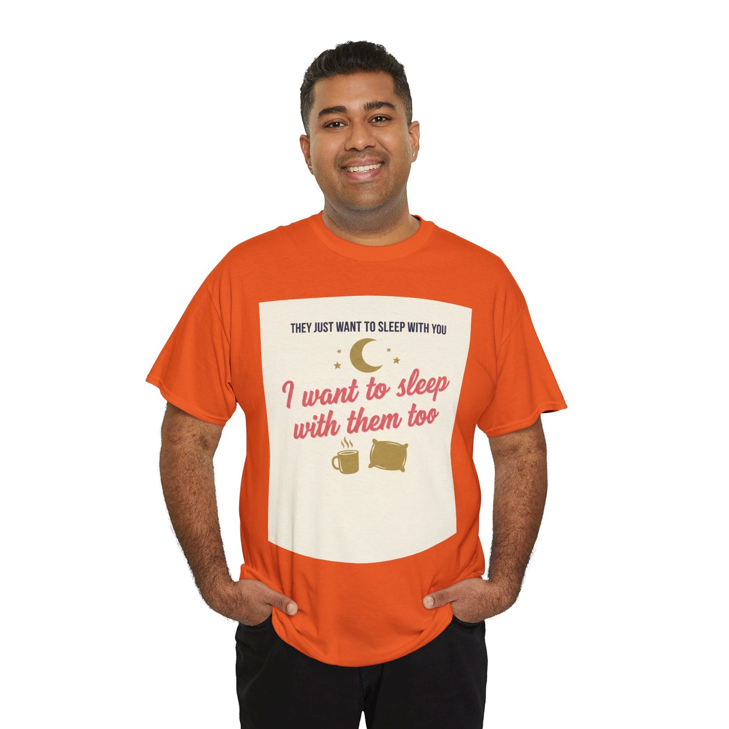 Sleepy Cats T-Shirt — "I Want to Sleep with Them Too" Cute Nighttime Pet Tee