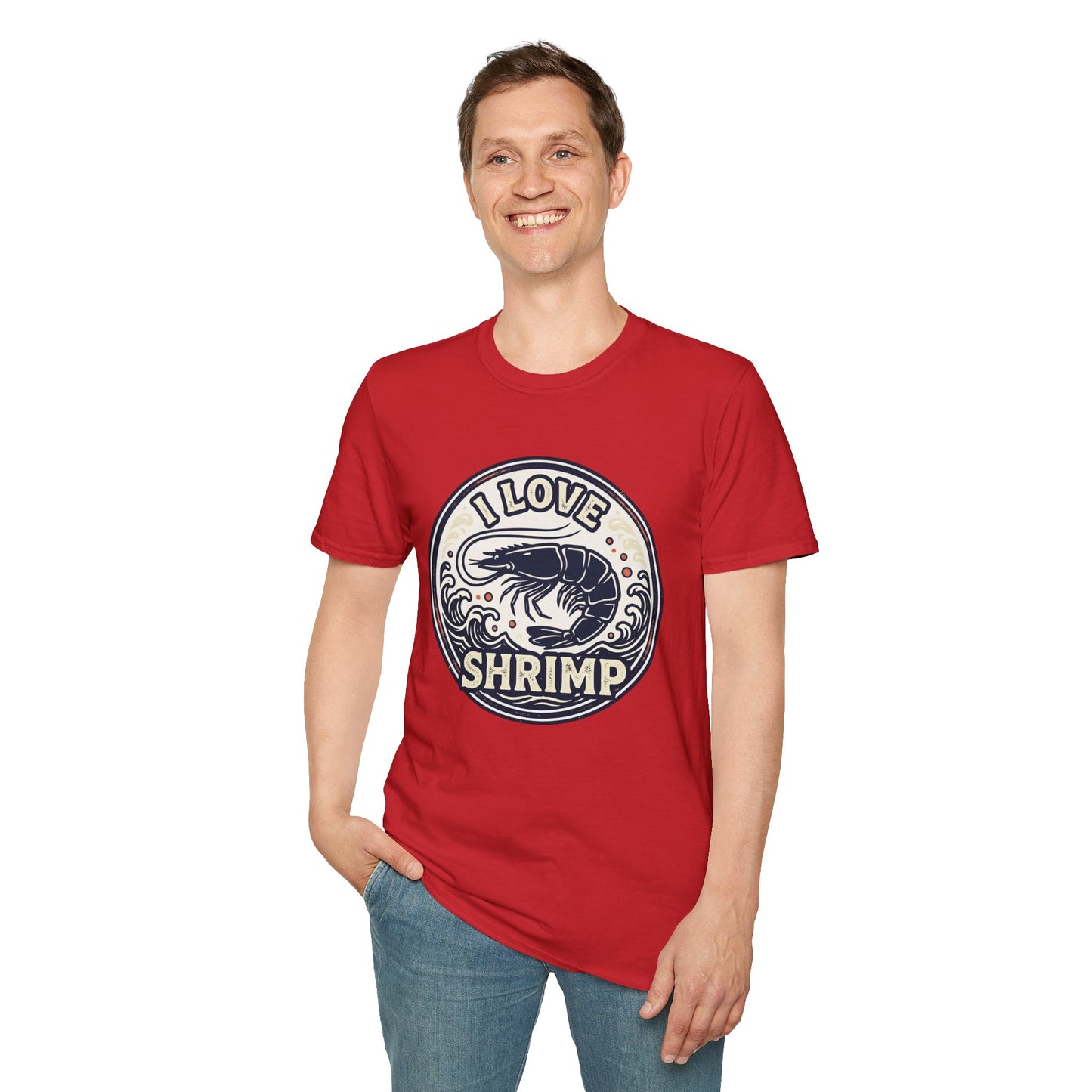 I Love Shrimp T-Shirt — Retro Seafood Crew Tee