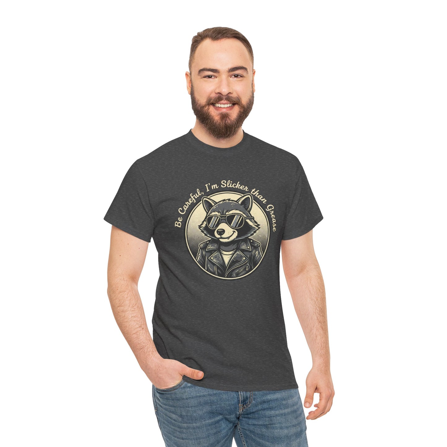 Raccoon Detective Graphic Tee — "Be Careful I’m Watching Your Snacks" Vintage Badge T-Shirt