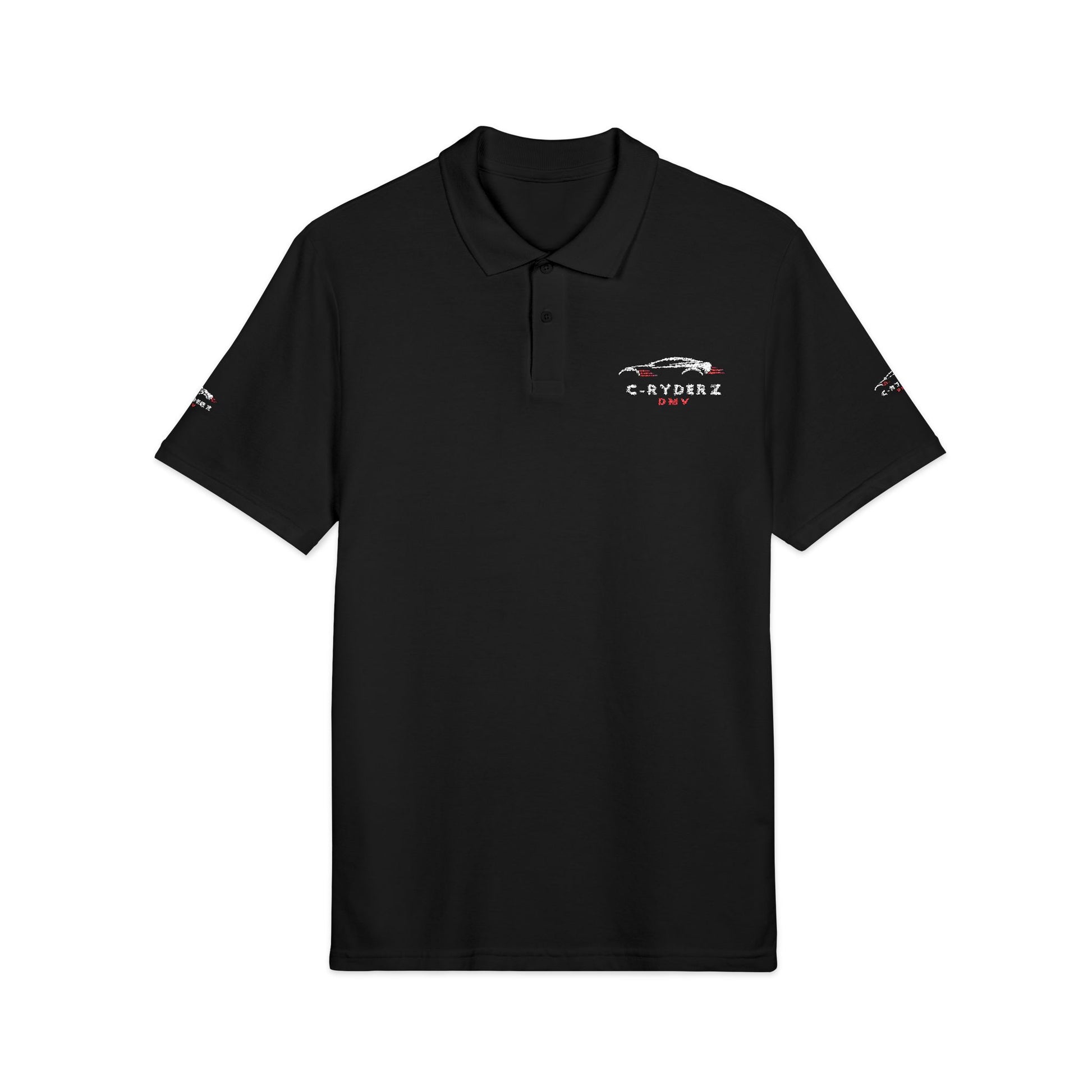 C-RYDERZ Embroidered Black Polo — 'Never Give Up' Heartbeat Logo Printify