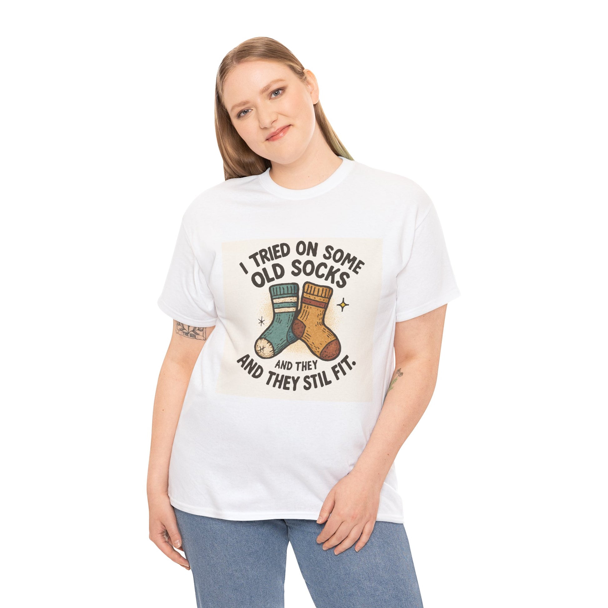 Funny Socks T-Shirt – “I Tried On Some Old Socks and They Still Fit” Graphic Tee Printify