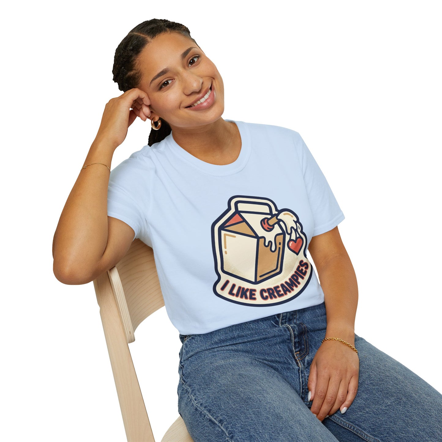 Cream Pie Cartoon T-Shirt — "I Like Creampies" Retro Milk Carton Graphic Tee