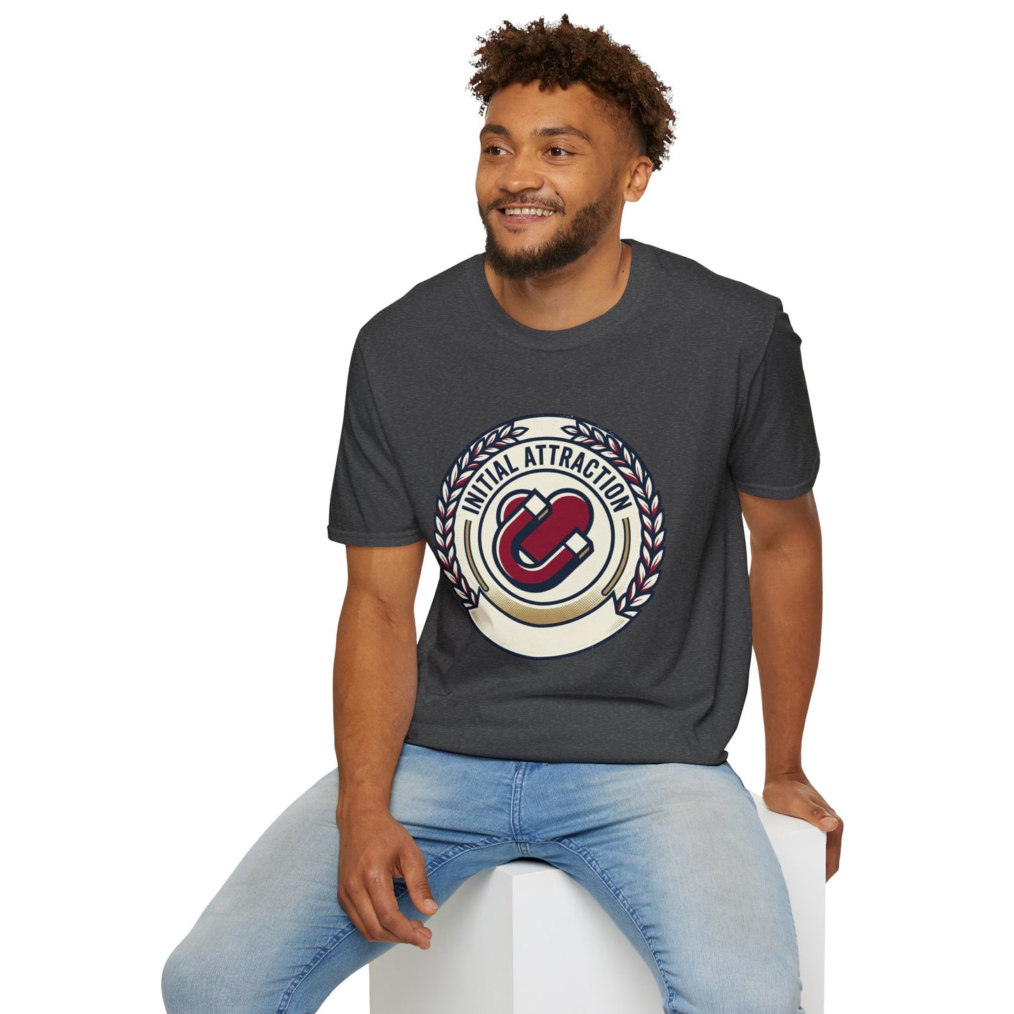 Initial Attraction T-Shirt — Retro Badge Heart Design