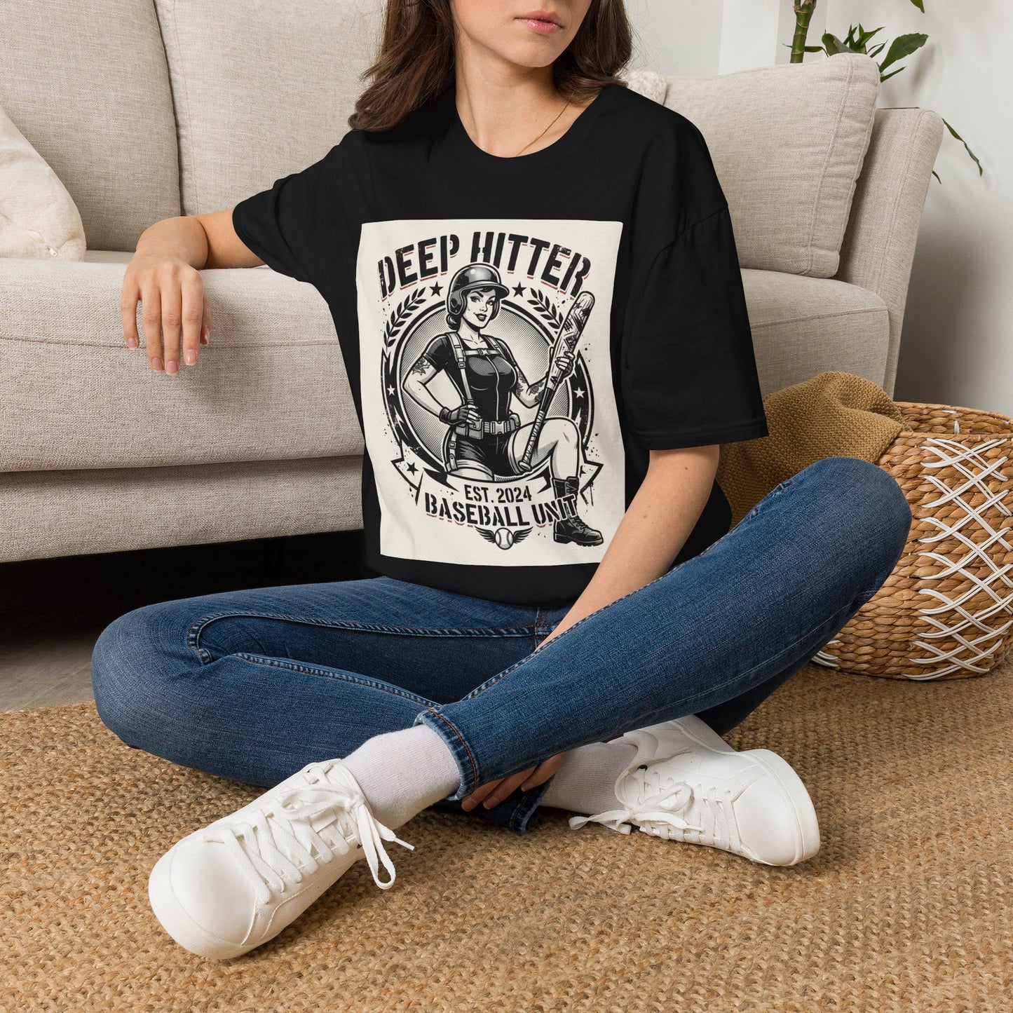 Deep Hitter Baseball Tee — Vintage Softball Graphic Shirt