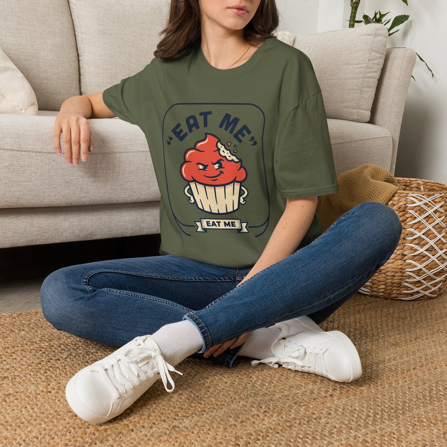 Cupcake Graphic T-Shirt — "Eat Me" Retro Dessert Tee
