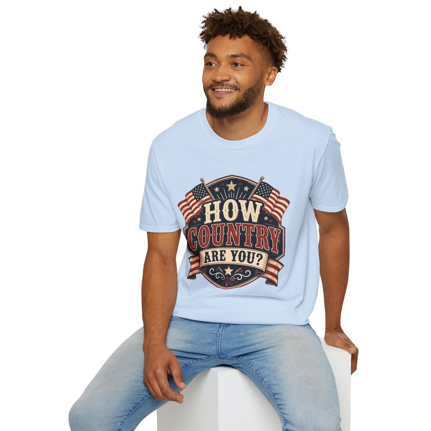 How Country Are You? T-Shirt — Vintage American Flag Country Graphic Tee