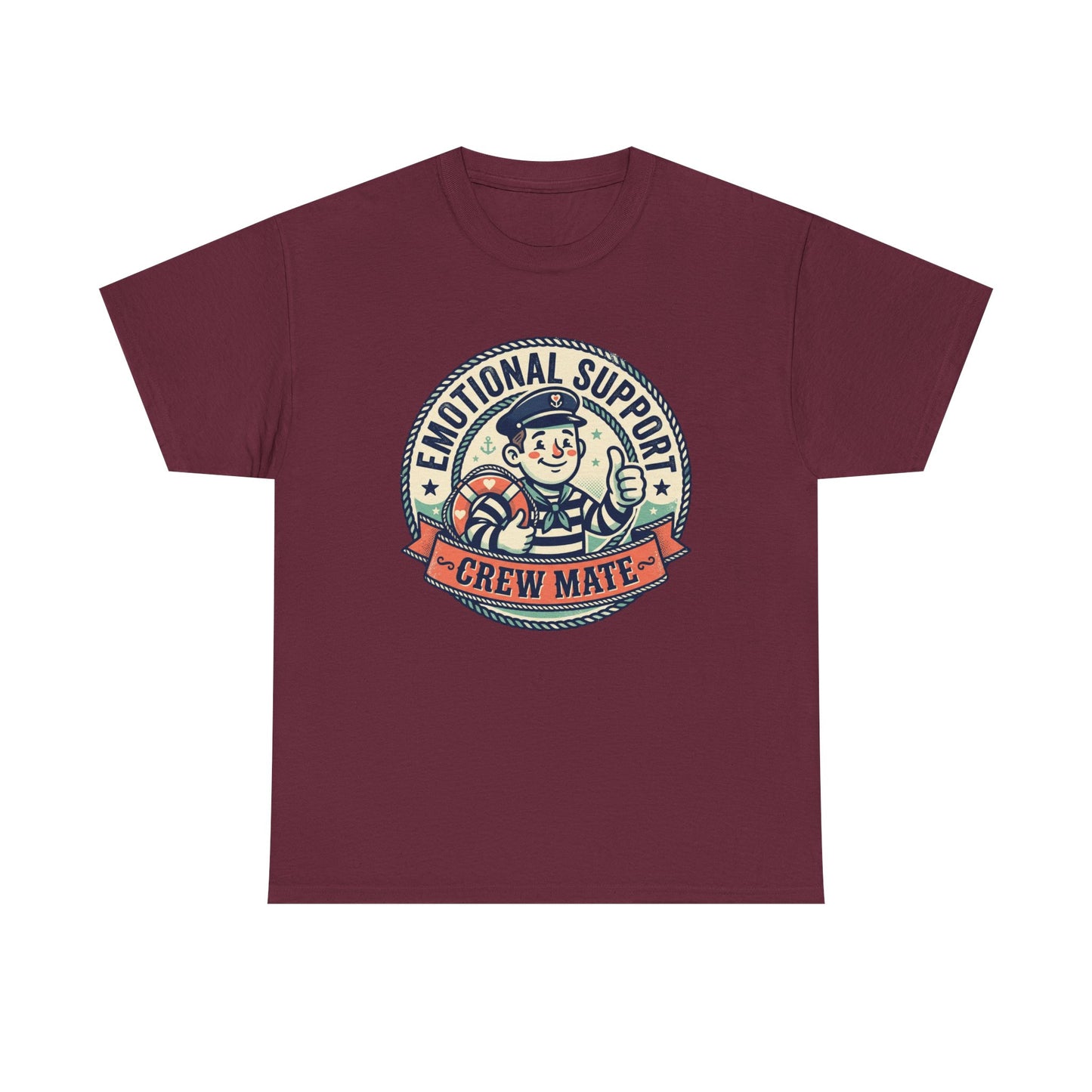 Emotional Support Crew Mate T‑Shirt — Retro Nautical Crewmate Tee Printify