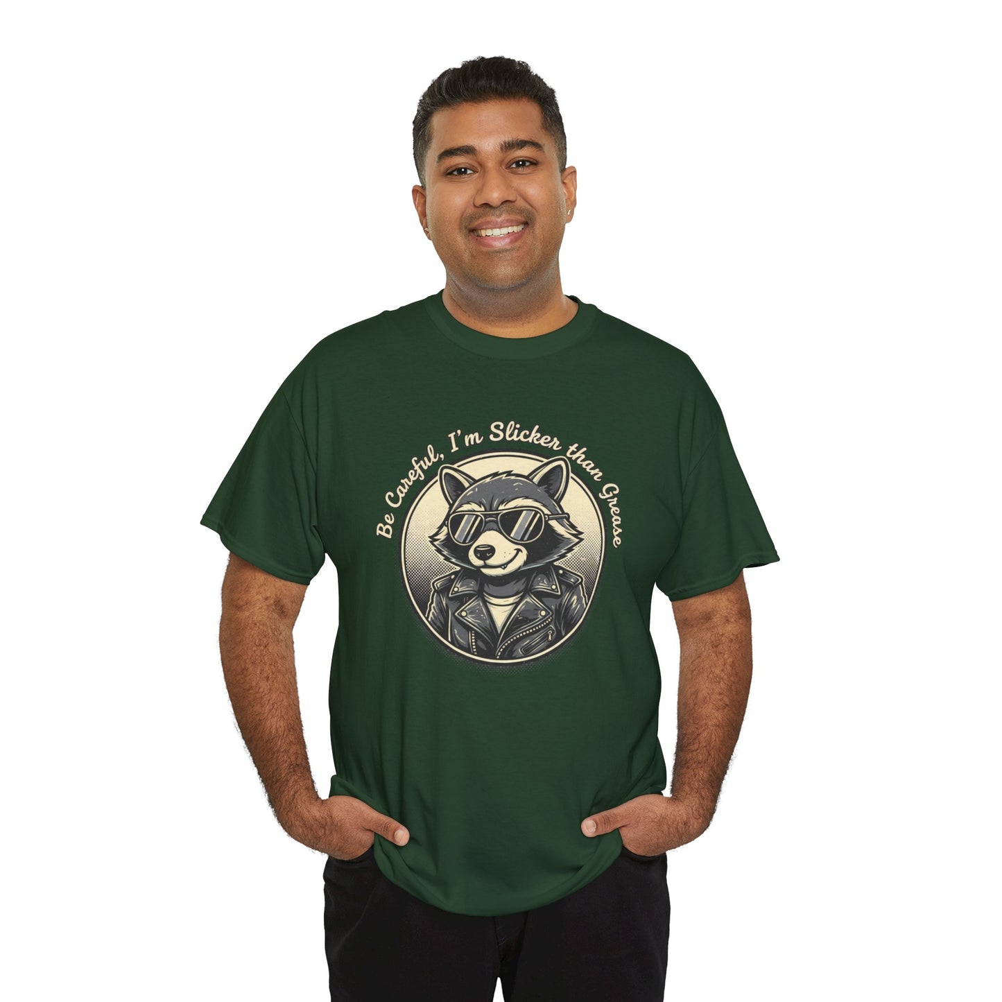 Raccoon Detective Graphic Tee — "Be Careful I’m Watching Your Snacks" Vintage Badge T-Shirt