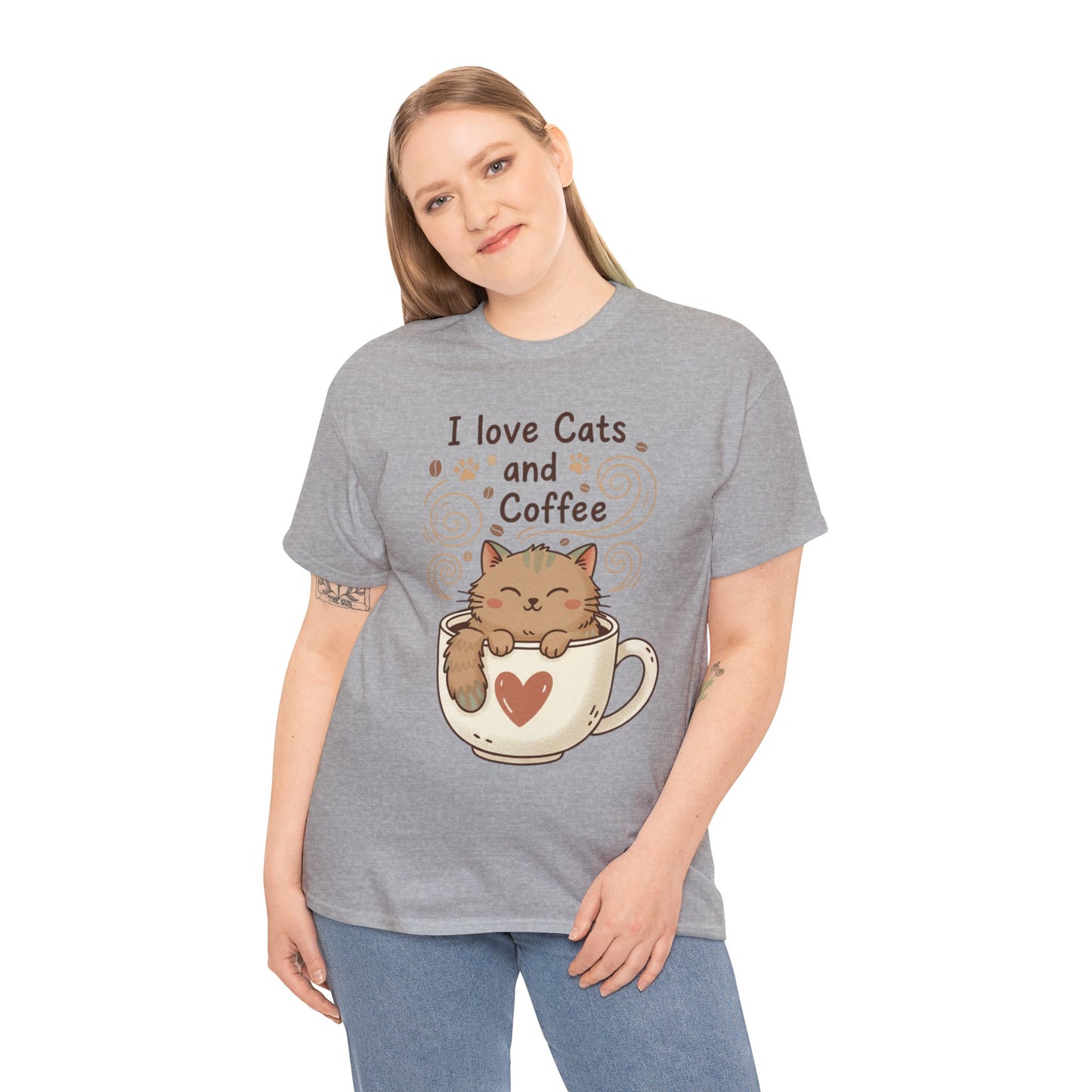 Cat and Coffee T‑Shirt — "I Love Cats and Coffee" Cute Cat in Mug Tee