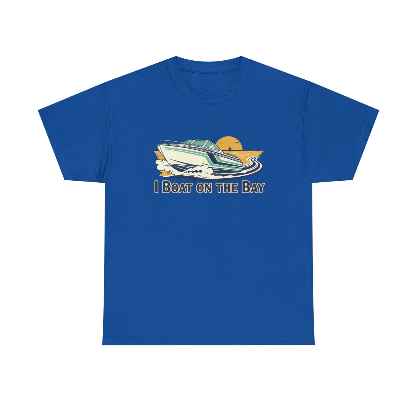 Boat on the Bay T-Shirt — Retro Motorboat Sunset Tee Printify