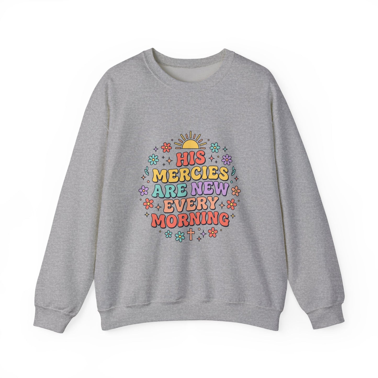His Mercies Are New Every Morning Sweatshirt | Christian, Pastel Groovy Encouragement