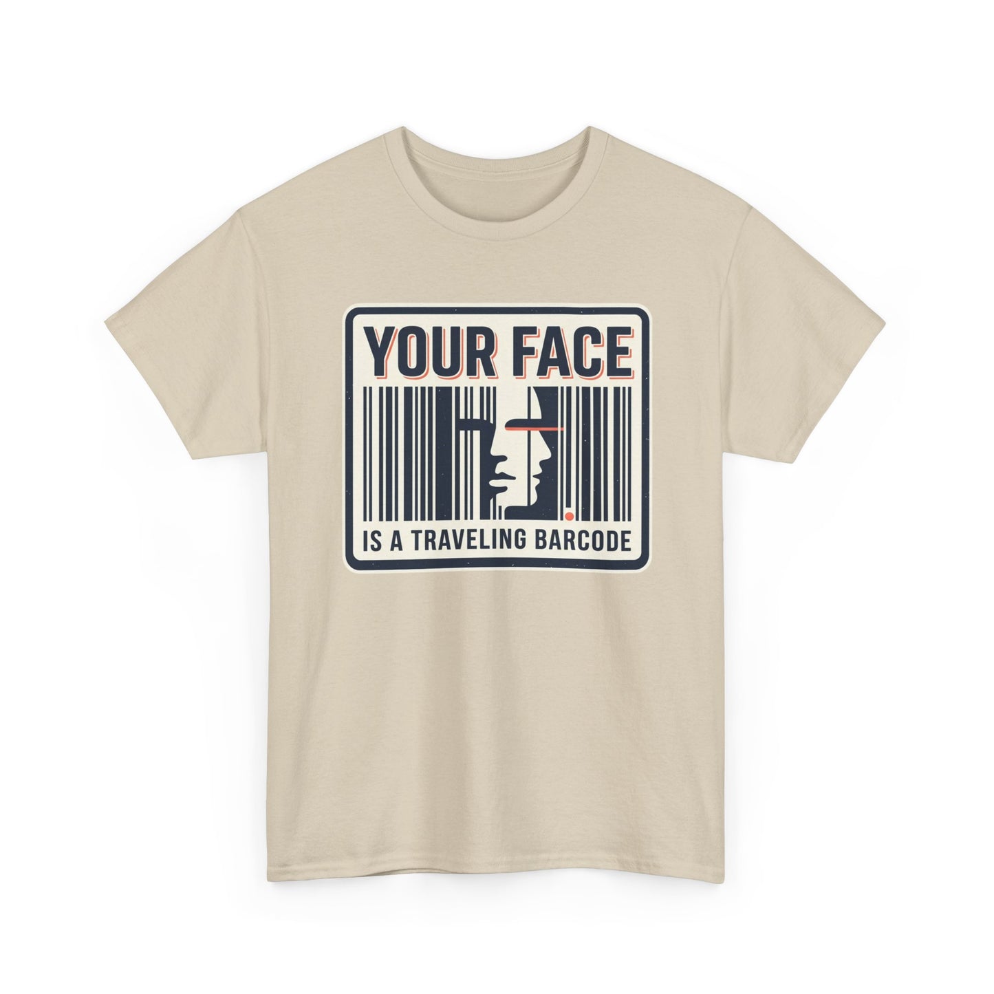 "Your Face Is a Traveling Barcode" Graphic Tee