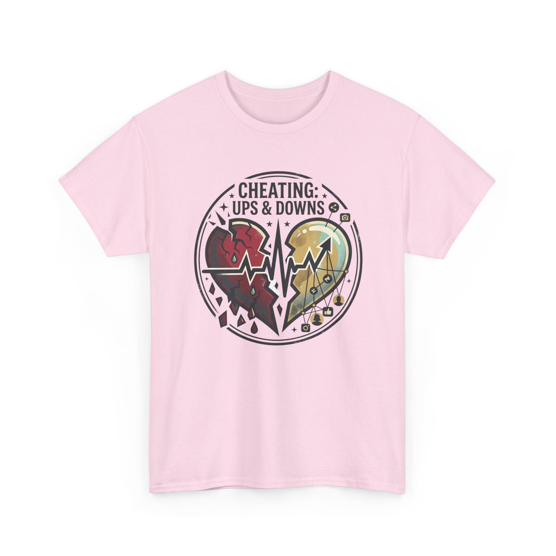 Cheating: Ups & Downs Broken Heart Graphic Tee Printify