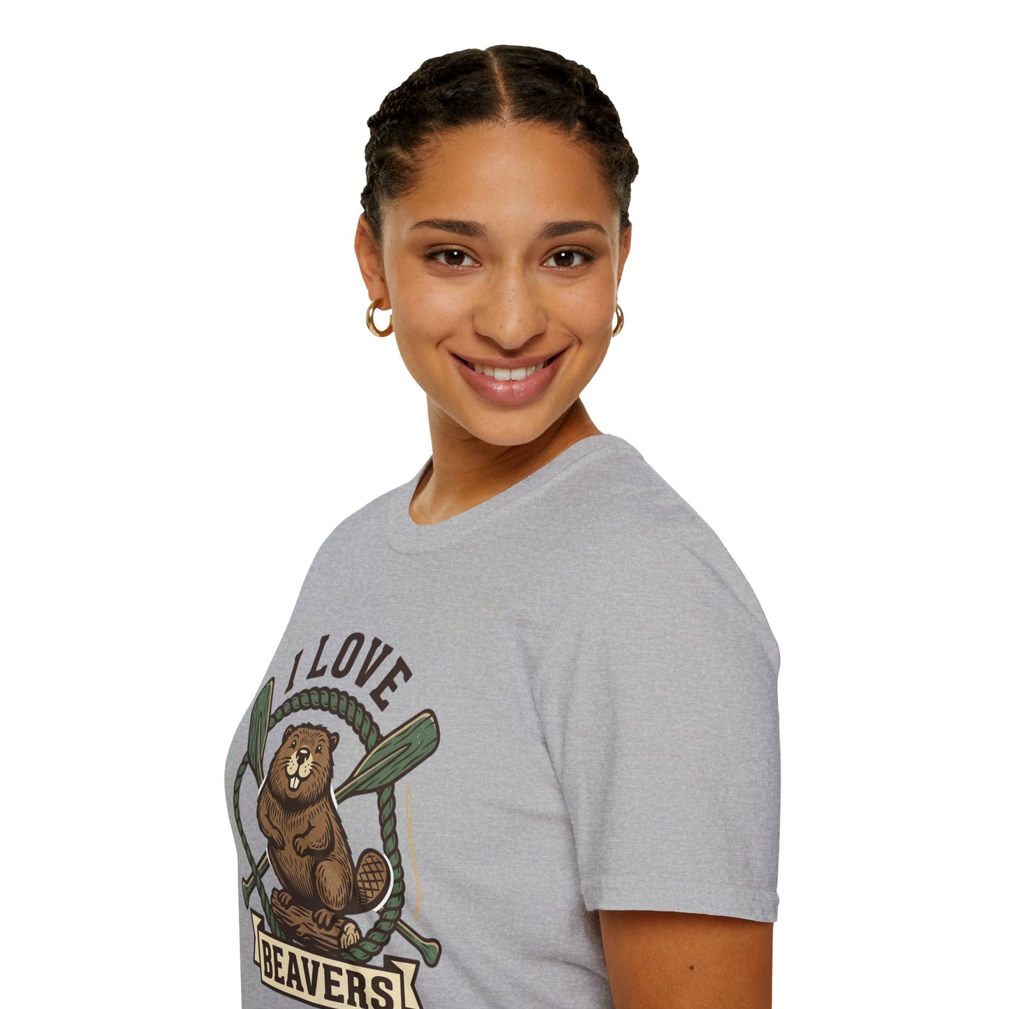I Love Beavers T-Shirt — Cute Vintage Beaver Graphic Tee with Oars
