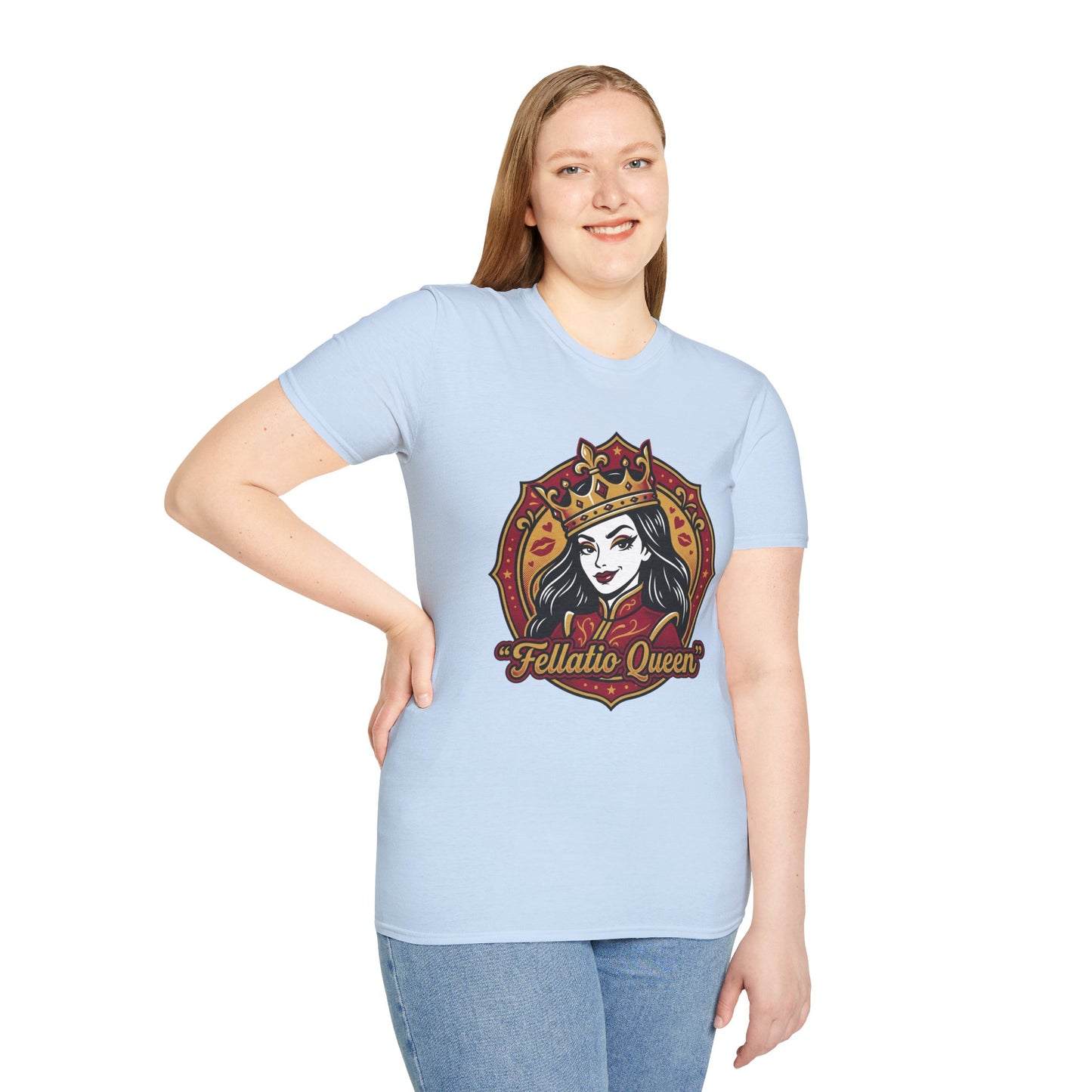"Fellatio Queen" Retro Pinup Crown Graphic Tee Printify