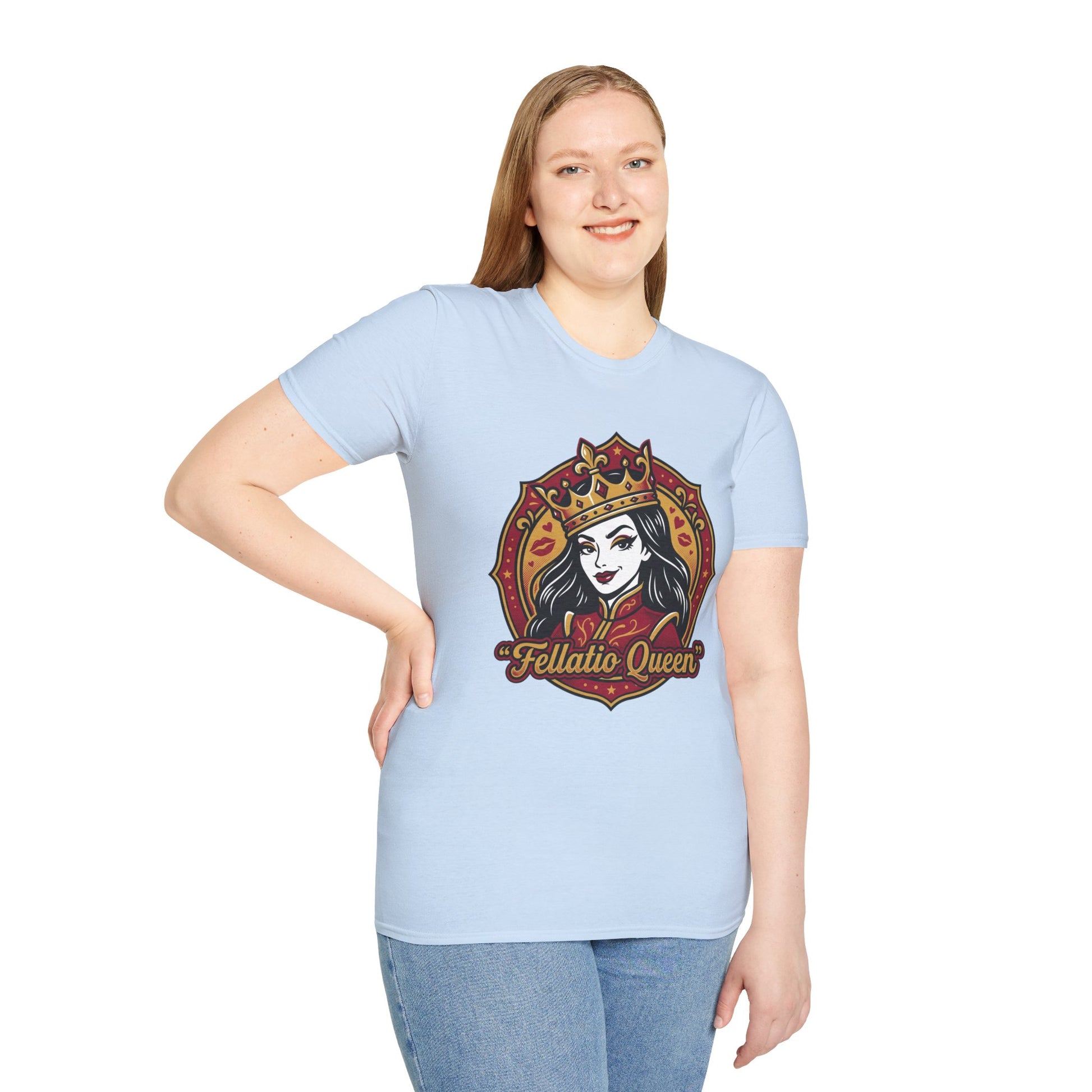 "Fellatio Queen" Retro Pinup Crown Graphic Tee Printify
